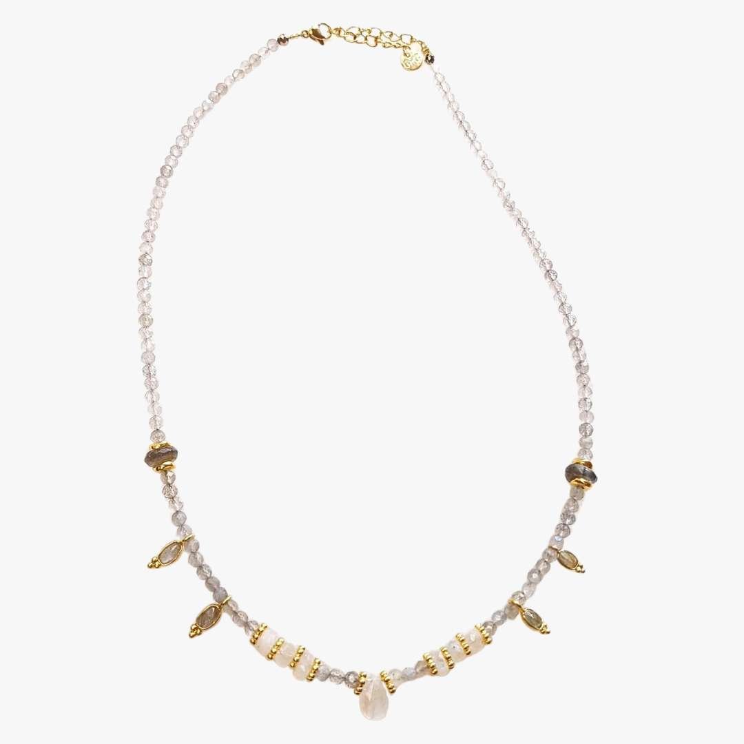 Moonstone and labradorite necklace GINANDGER Grey
