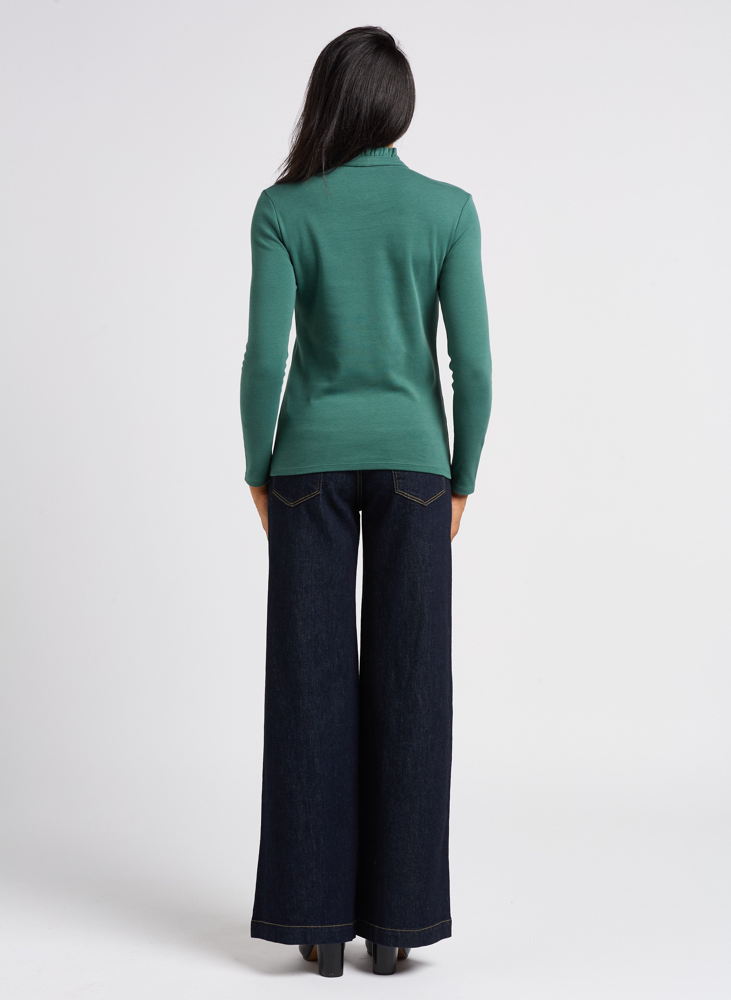 Jean large taille haute en coton I CODE Bleu