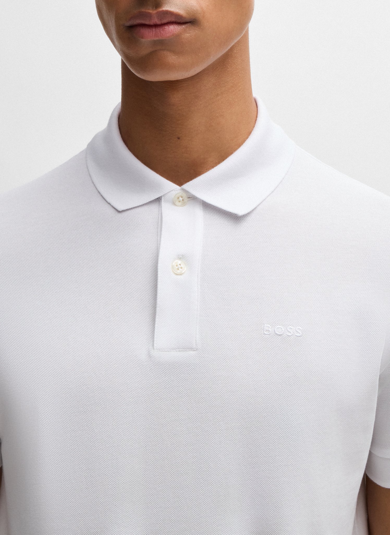 Regular-fit organic cotton polo shirt BOSS White