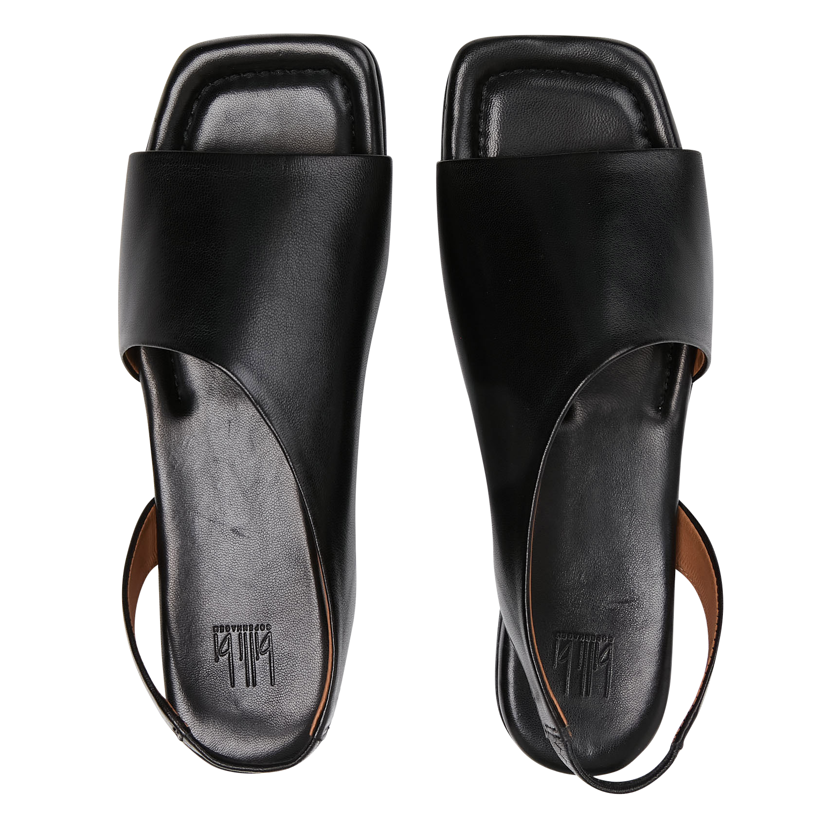 Aouda flat leather sandals BILLI BI Black