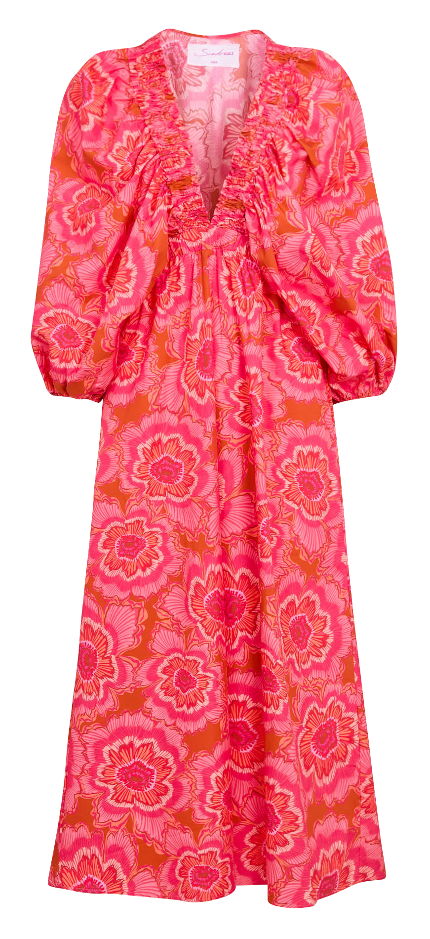 Robe droite col V en coton SUNDRESS Rose