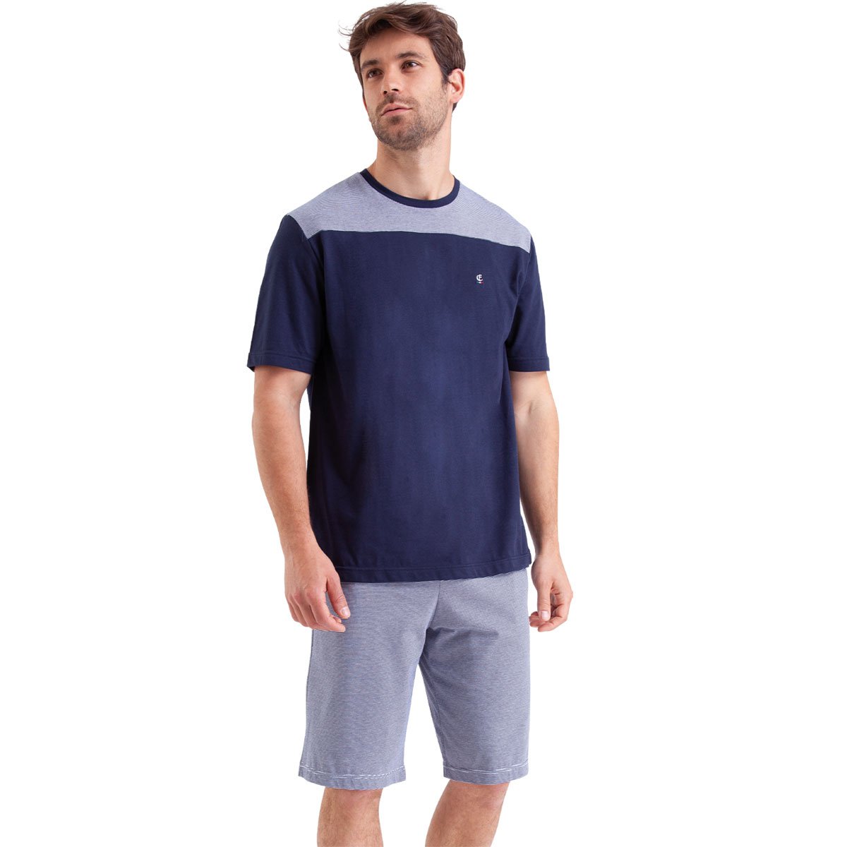 Men's short pyjamas made in France by Eminence. EMINENCE Blue