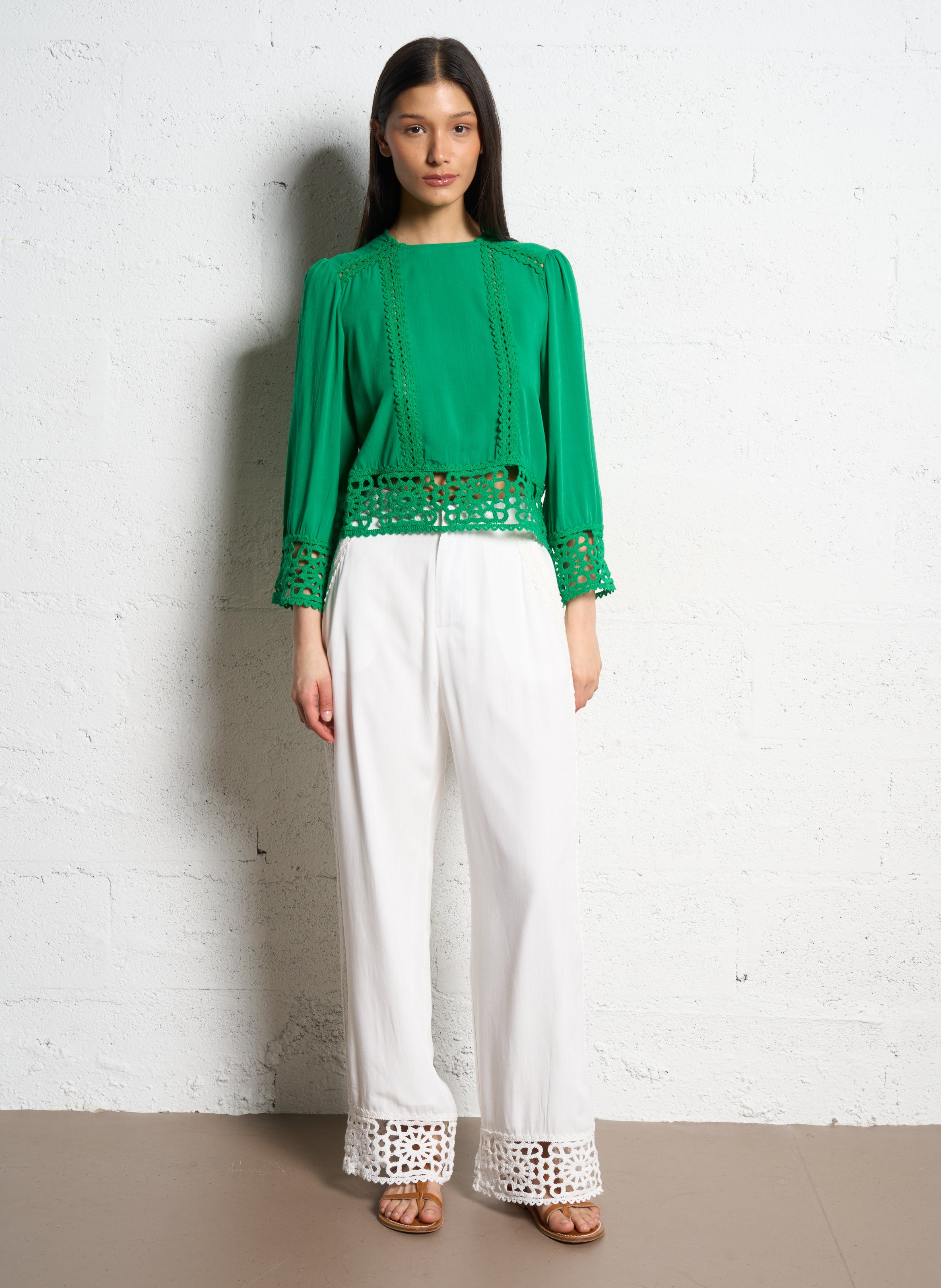 Blouse with round collar LA PETITE ETOILE Green