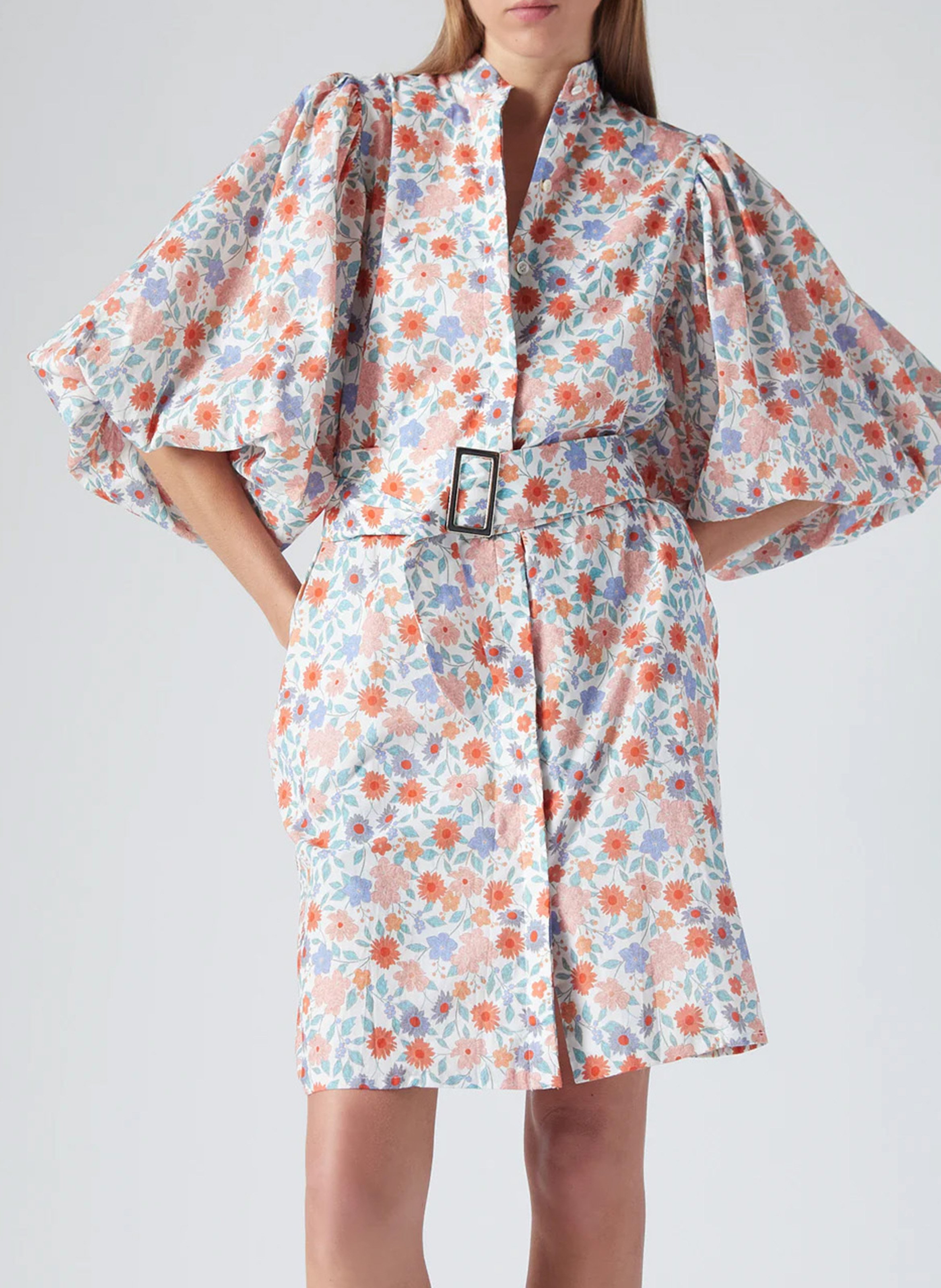 Short round-neck cotton dress THE LABEL EDITION Red