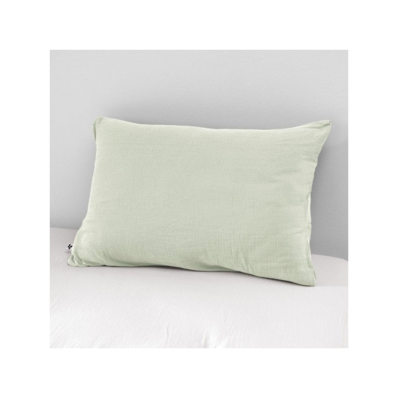 Cotton percale pillow case L'EFFET PAPILLON Green