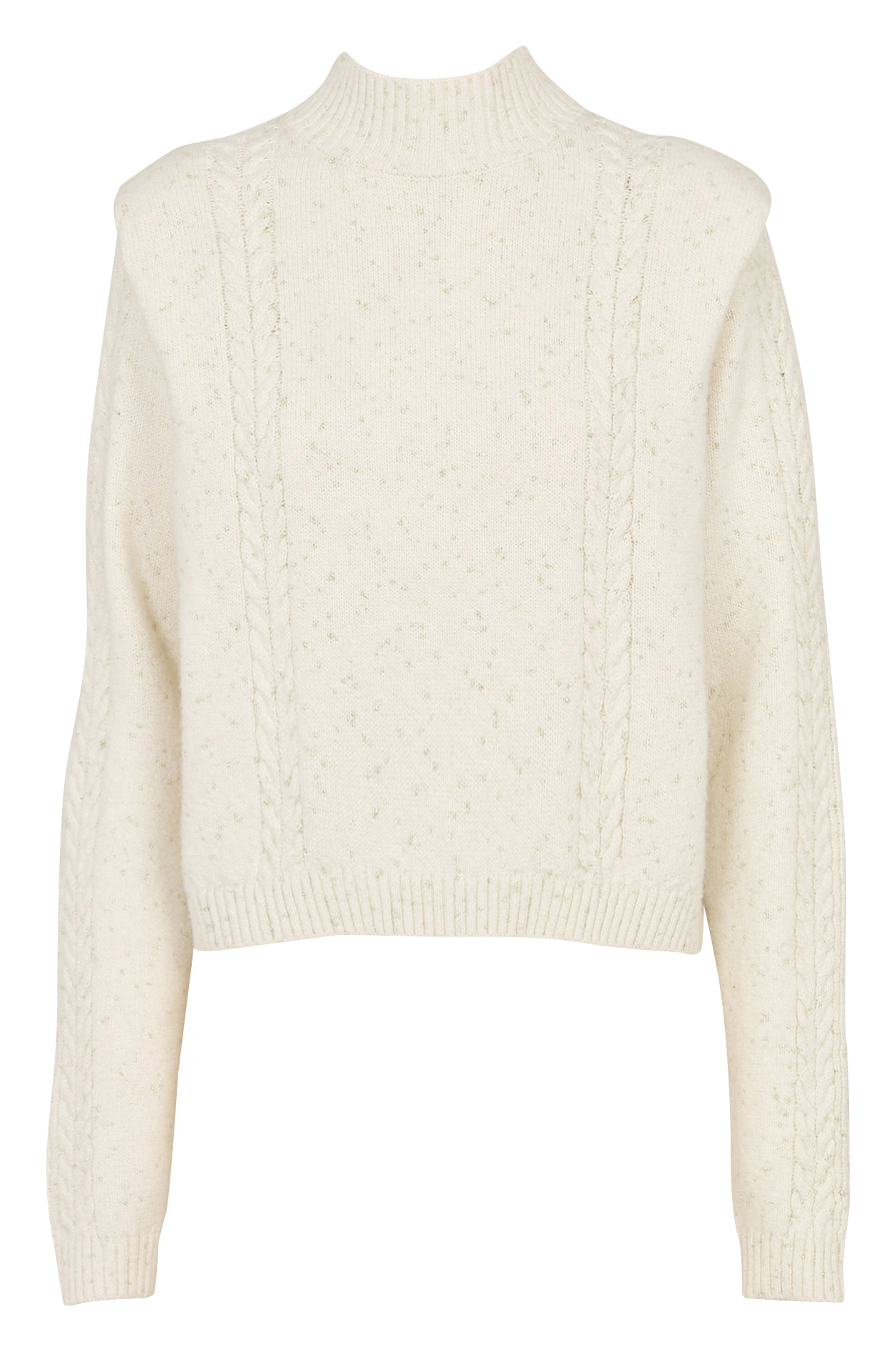 Pull court tressé à détails métallisés IKKS Blanc