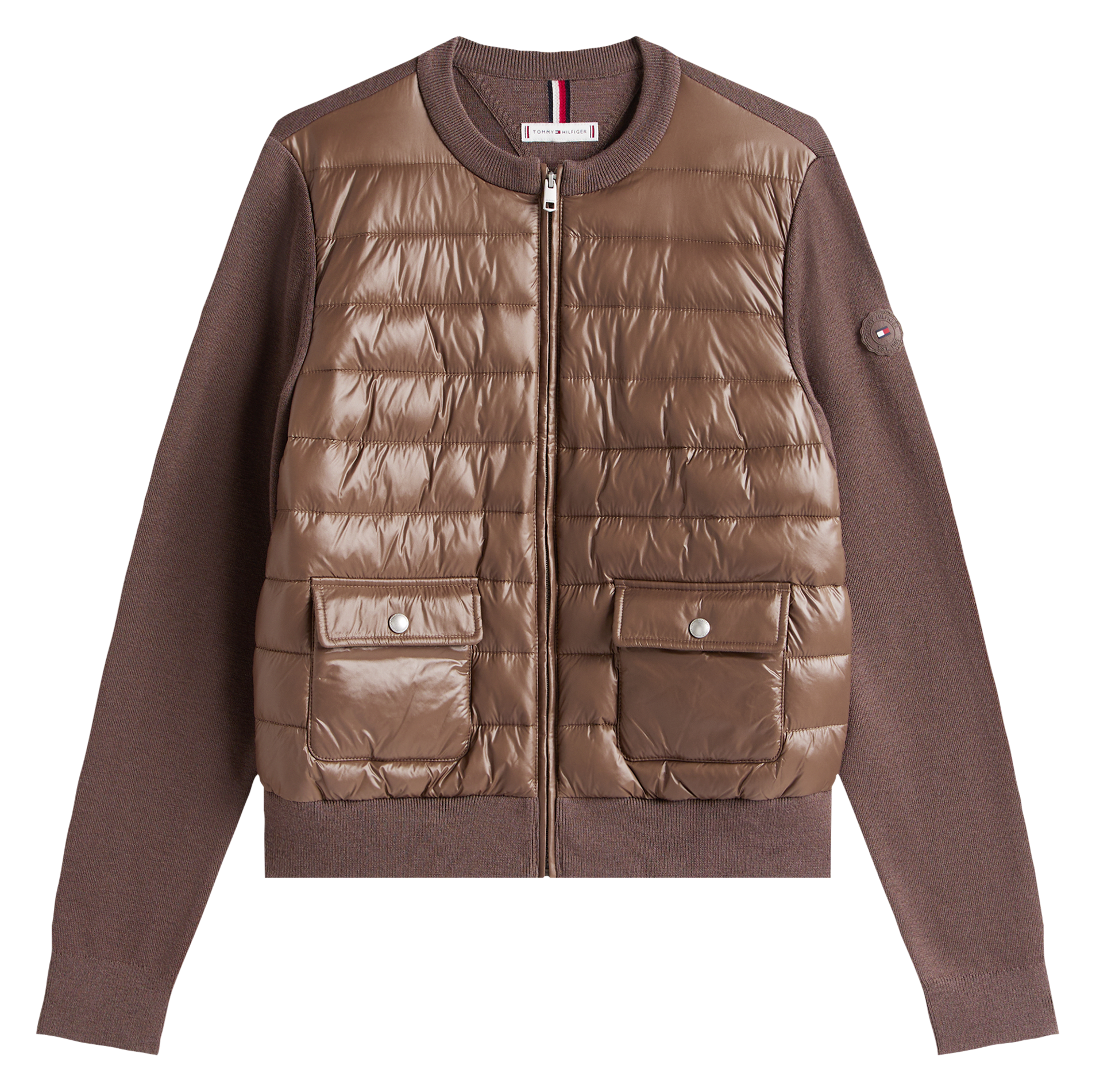 Gilet col rond matelassé TOMMY HILFIGER Marron