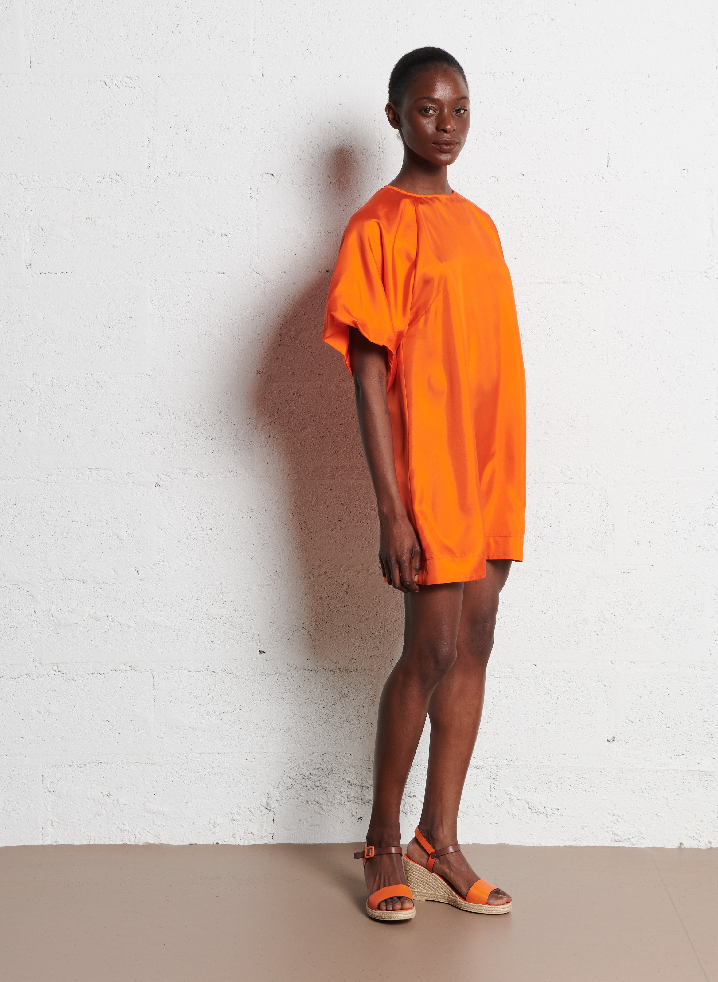 Straight silk dress ELISE CHALMIN Orange