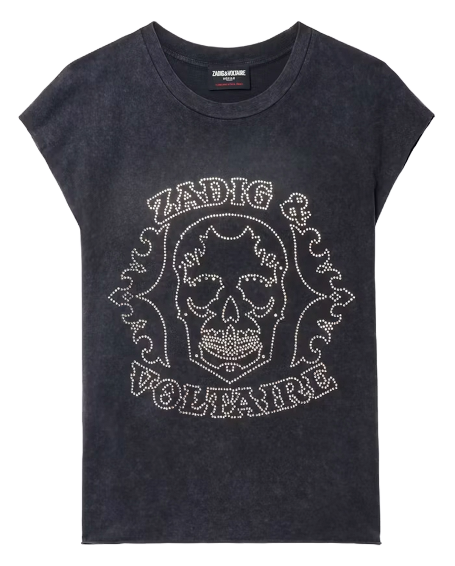 Tee-shirt droit à motif strass sur l'avant ZADIG&VOLTAIRE Noir
