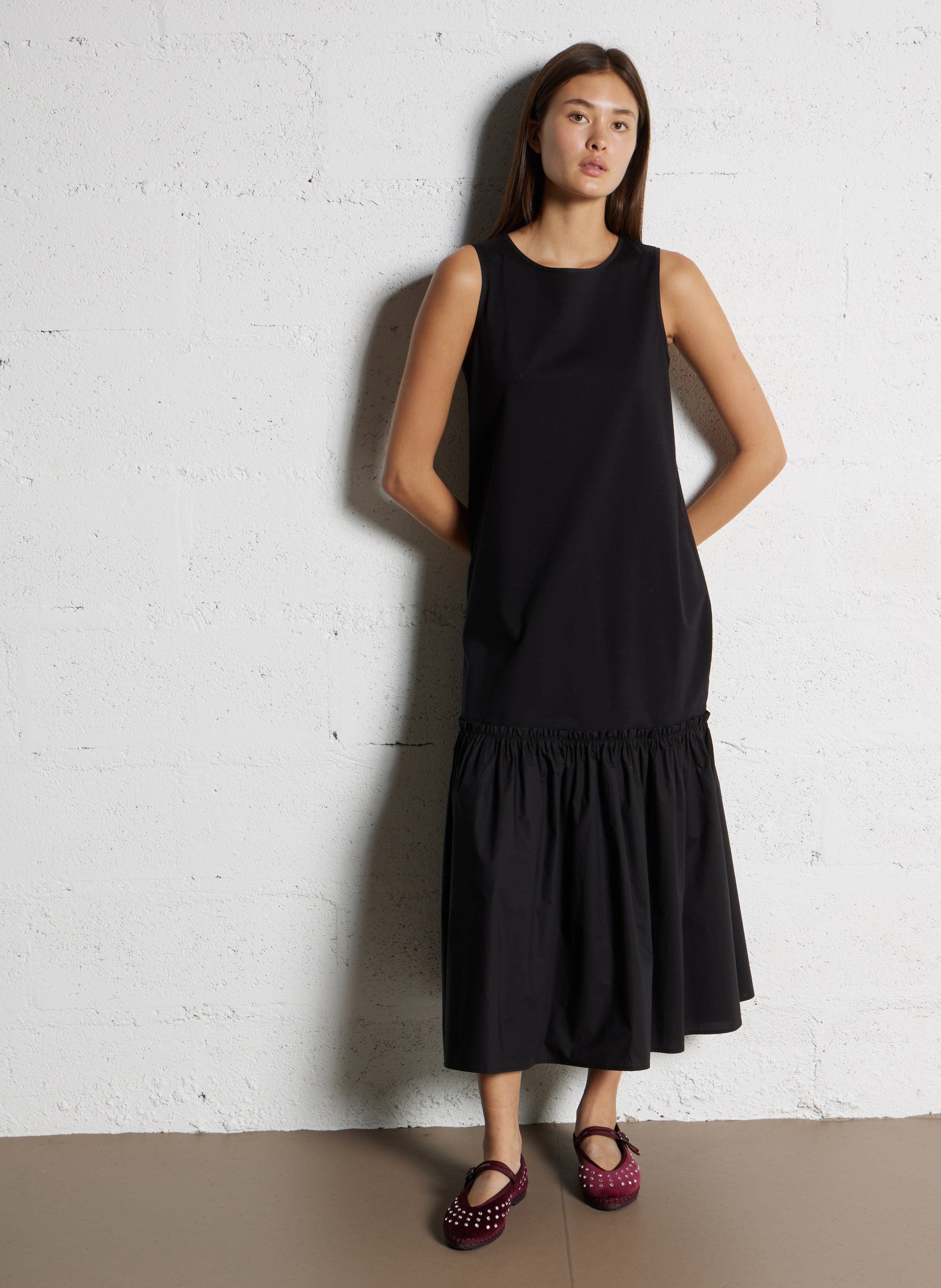 Long A-line cotton dress MAX MARA WEEK END Black