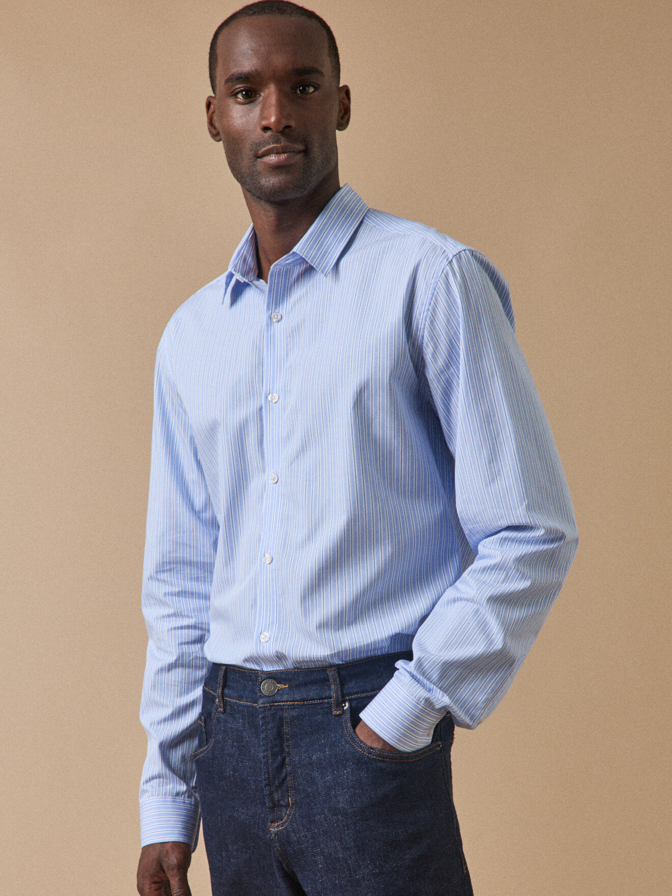 Fitted Striped Poplin Shirt CYRILLUS White