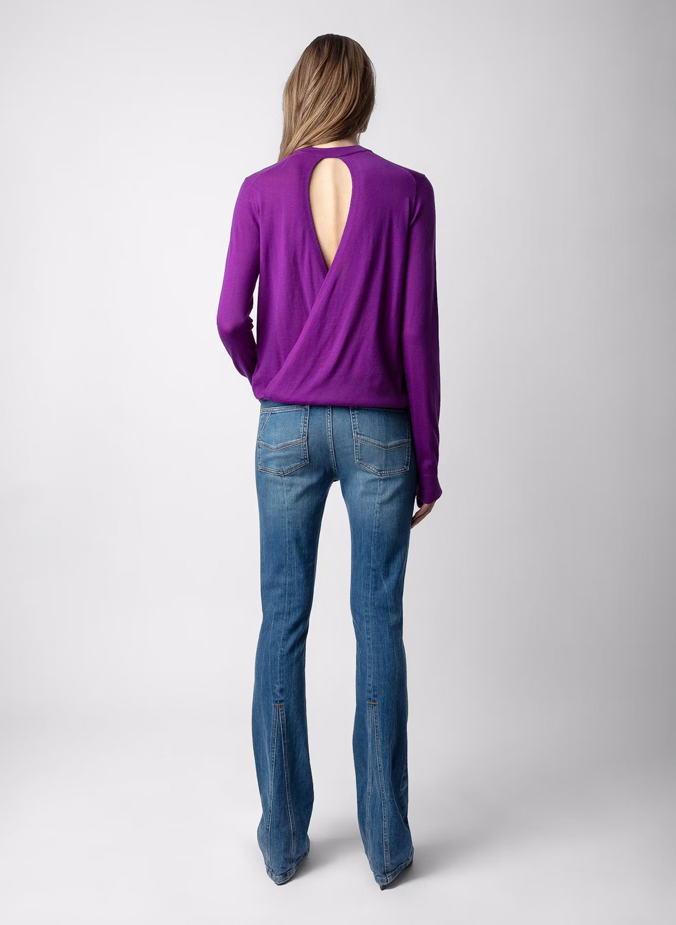 Pull dos nu en laine ZADIG&VOLTAIRE Violet