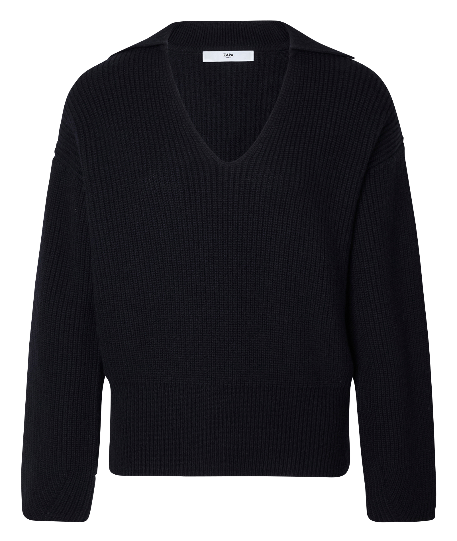 Pull droit col V en laine ZAPA Bleu