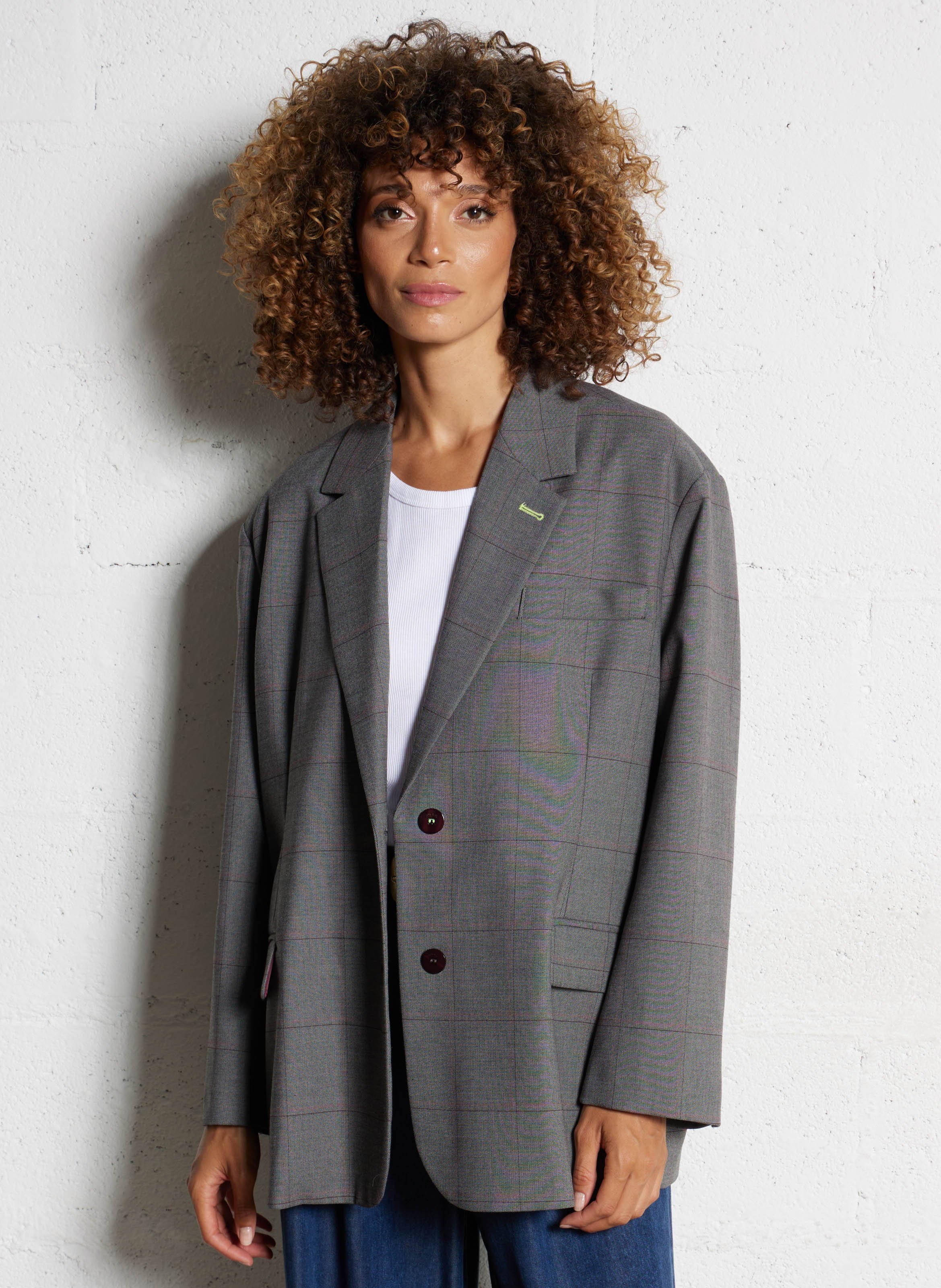Veste tailleur oversize à carreaux IMPERIAL Gris