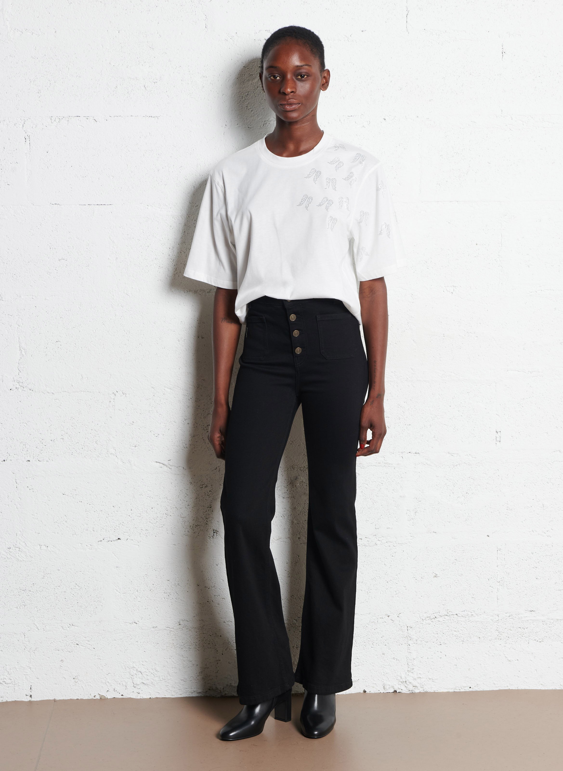 Baumwoll-Pullover mit Rundhalsausschnitt BERENICE Weiss