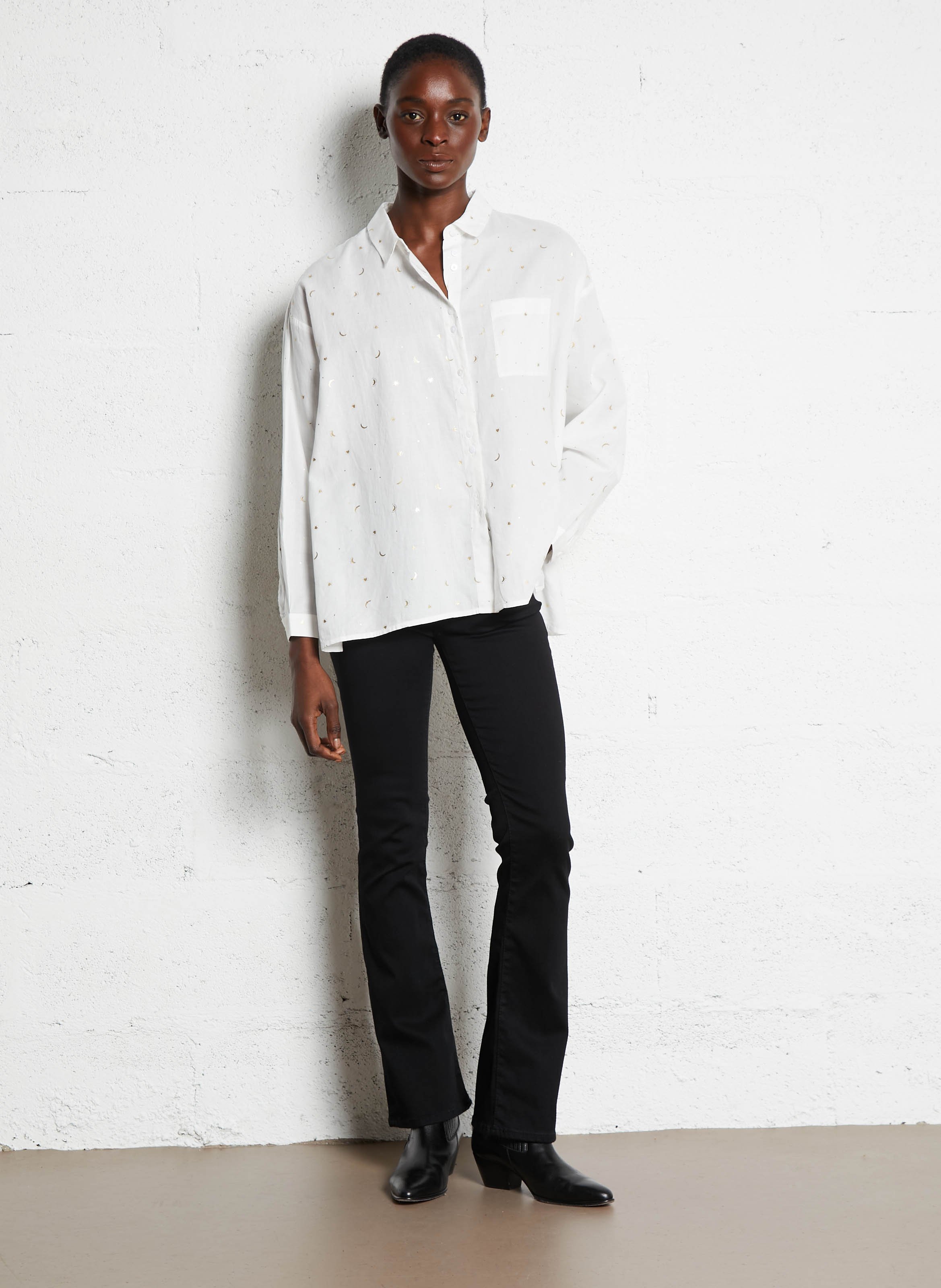 Jean droit effet push-up stretch LE TEMPS DES CERISES Noir