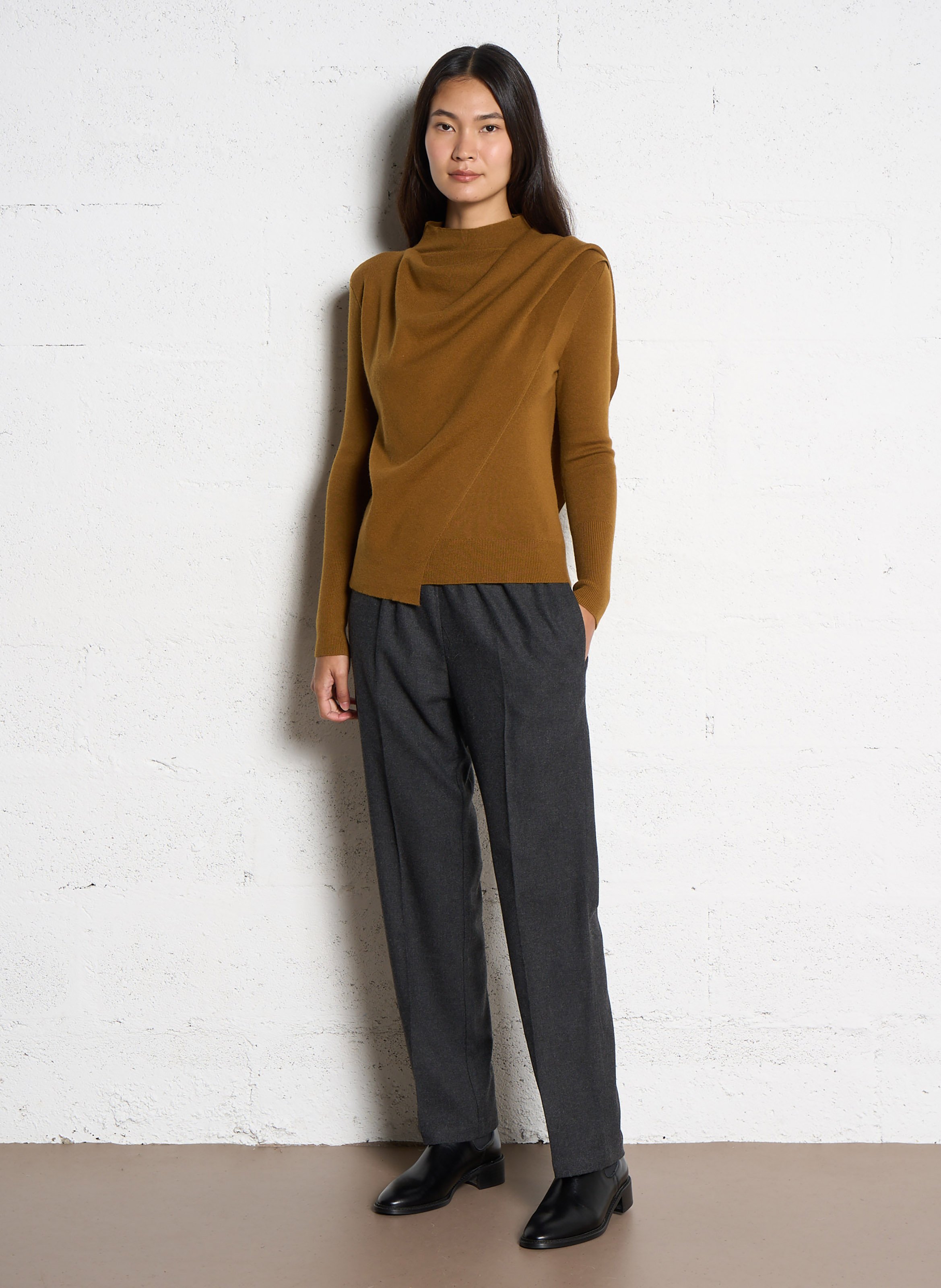 Round-neck mixed-knit cardigan SOPHIE+LUCIE Brown