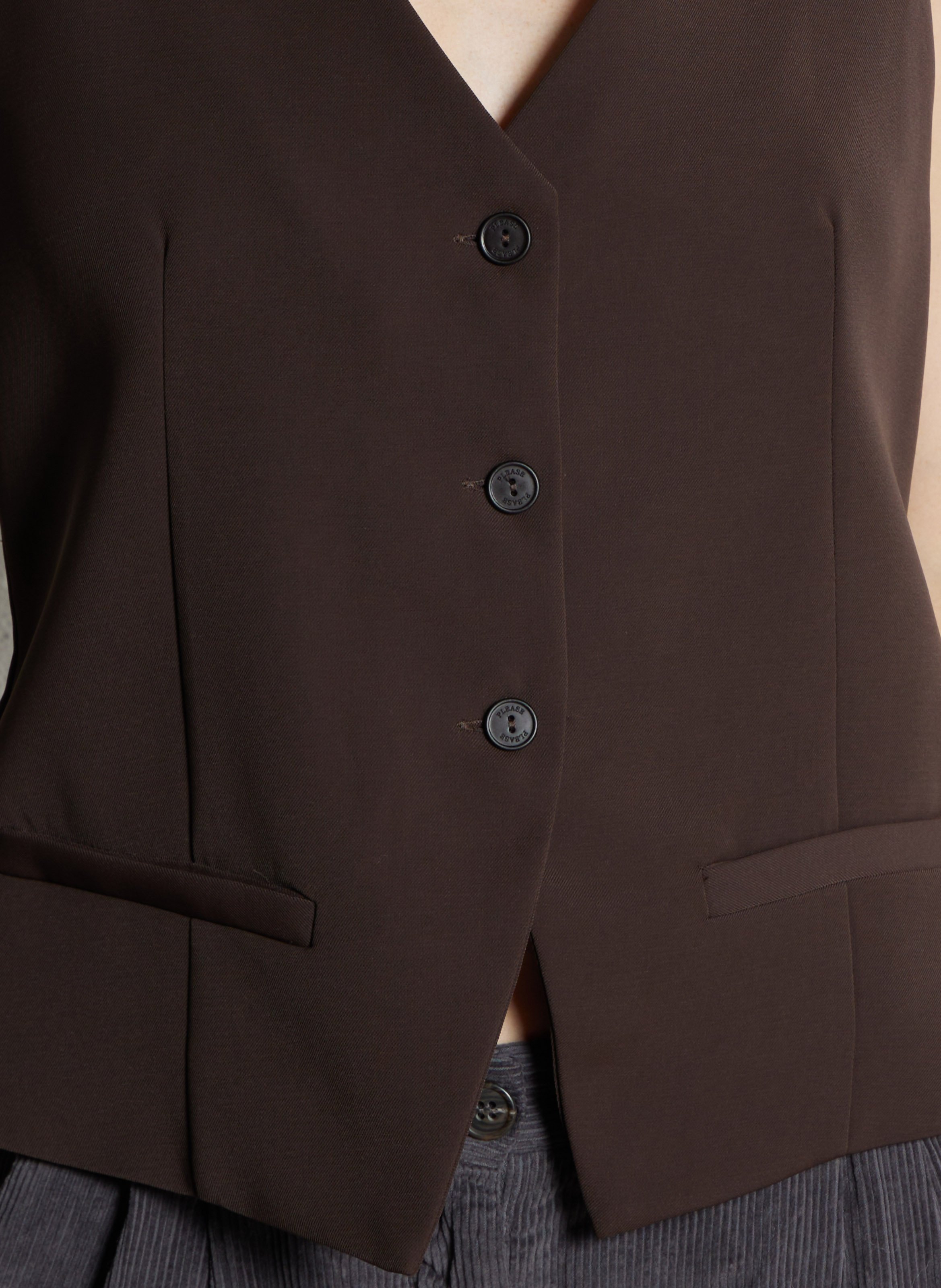 Gilet de costume col v PLEASE Marron