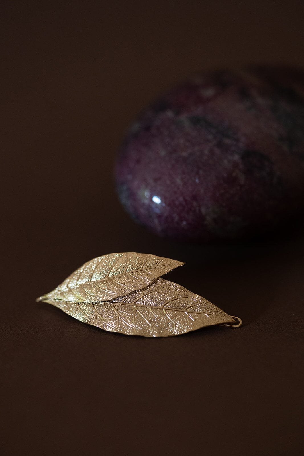 Maxi gold-plated leaf hair clip MONSIEUR SIMONE Golden