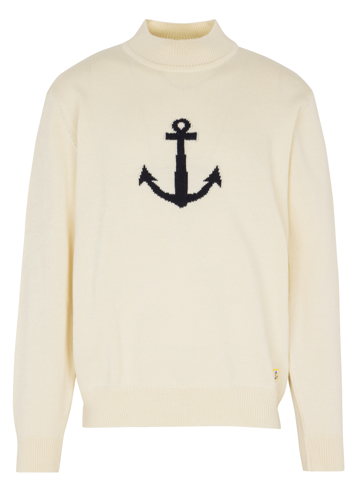 Pull droit col montant motif encre de mer en laine ARMOR LUX Beige