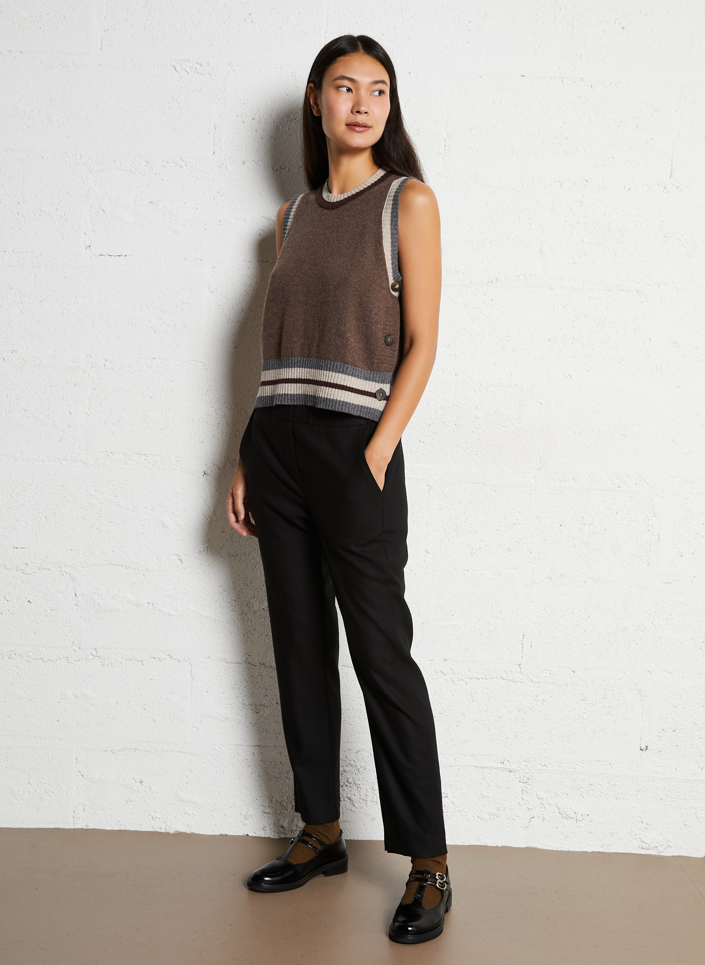 Pantalon droit en laine mélangée DIEGA Noir