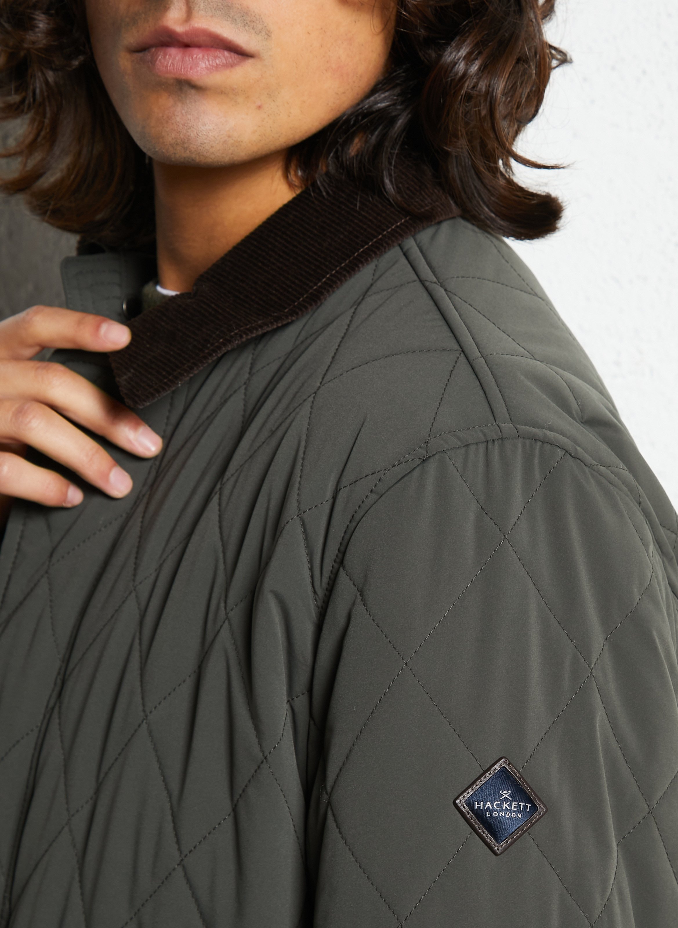 Manteau matelassé à col velours côtelé HACKETT Vert