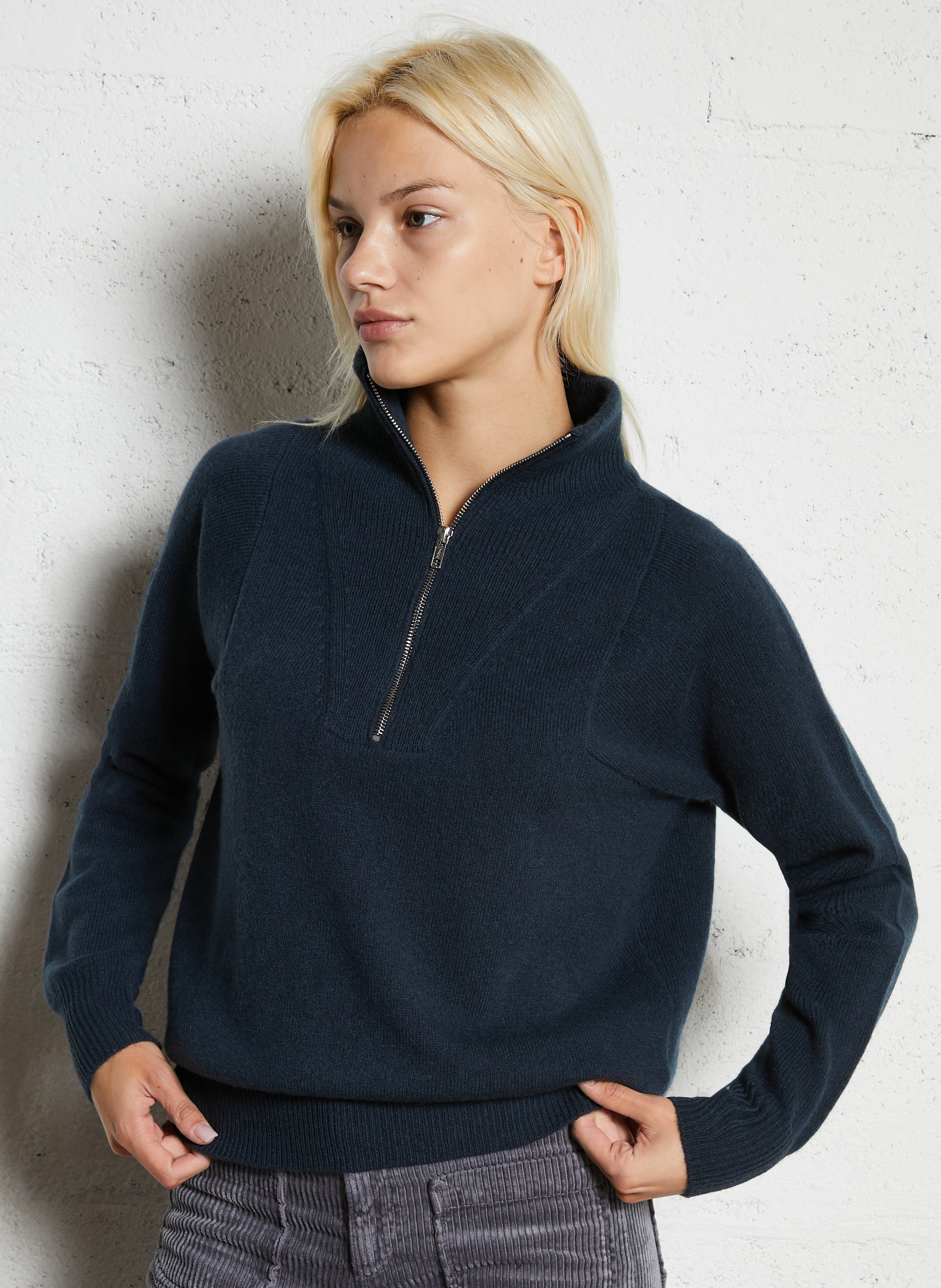 Pull oversize col montant zippé en laine MAISON 123