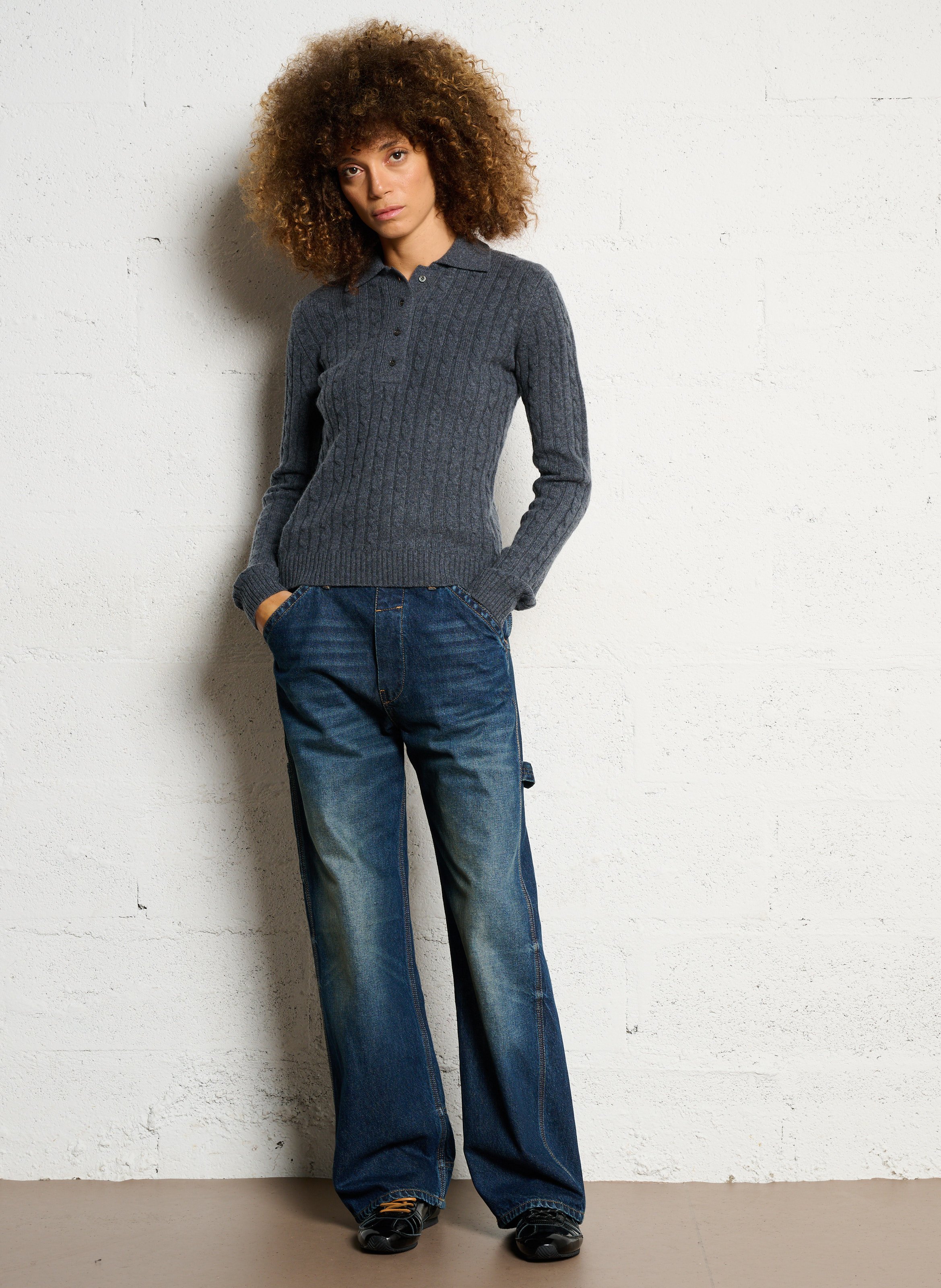 Jean droit en coton LAURENCE BRAS Bleu