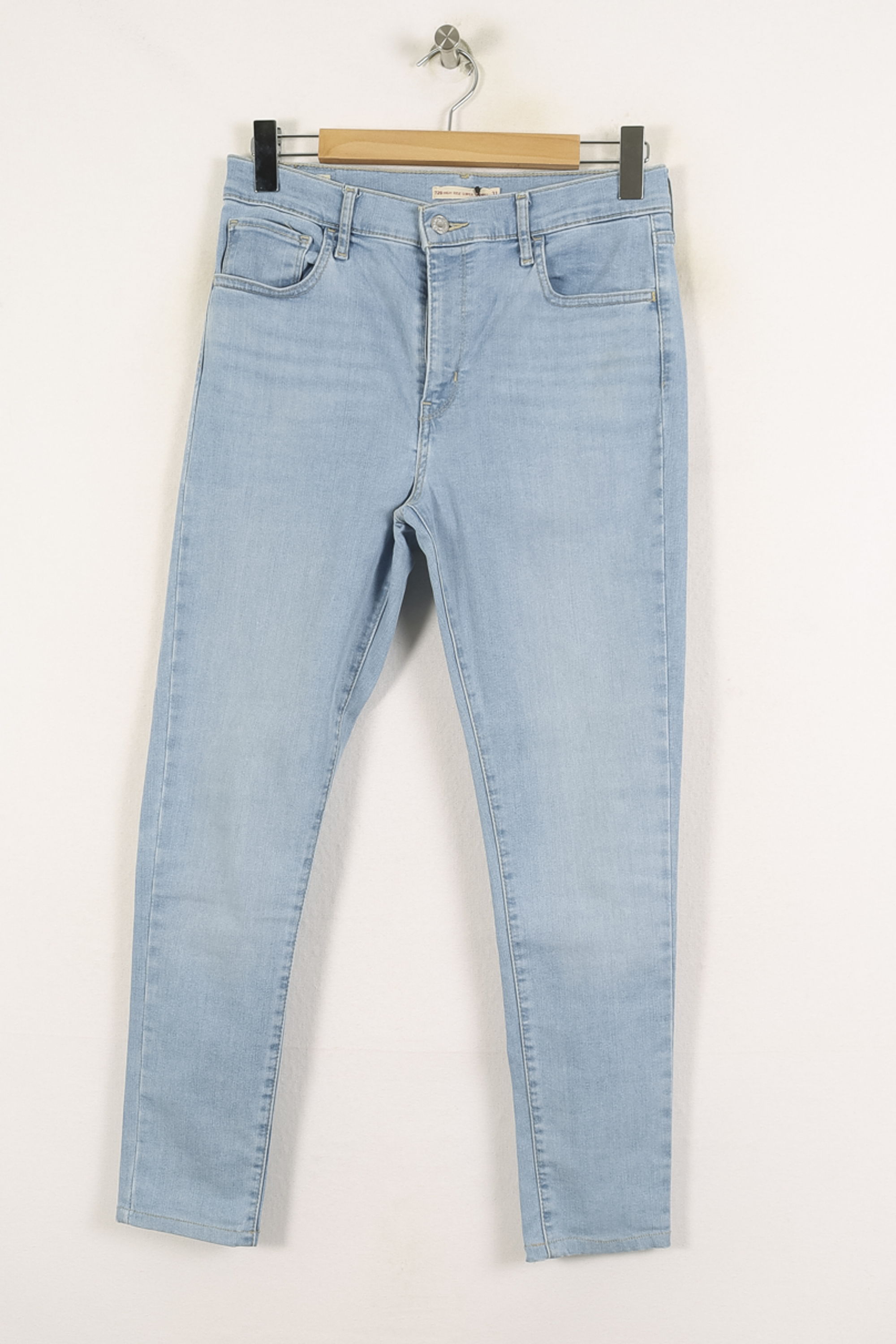 Cropped slim jeans with studs Blue