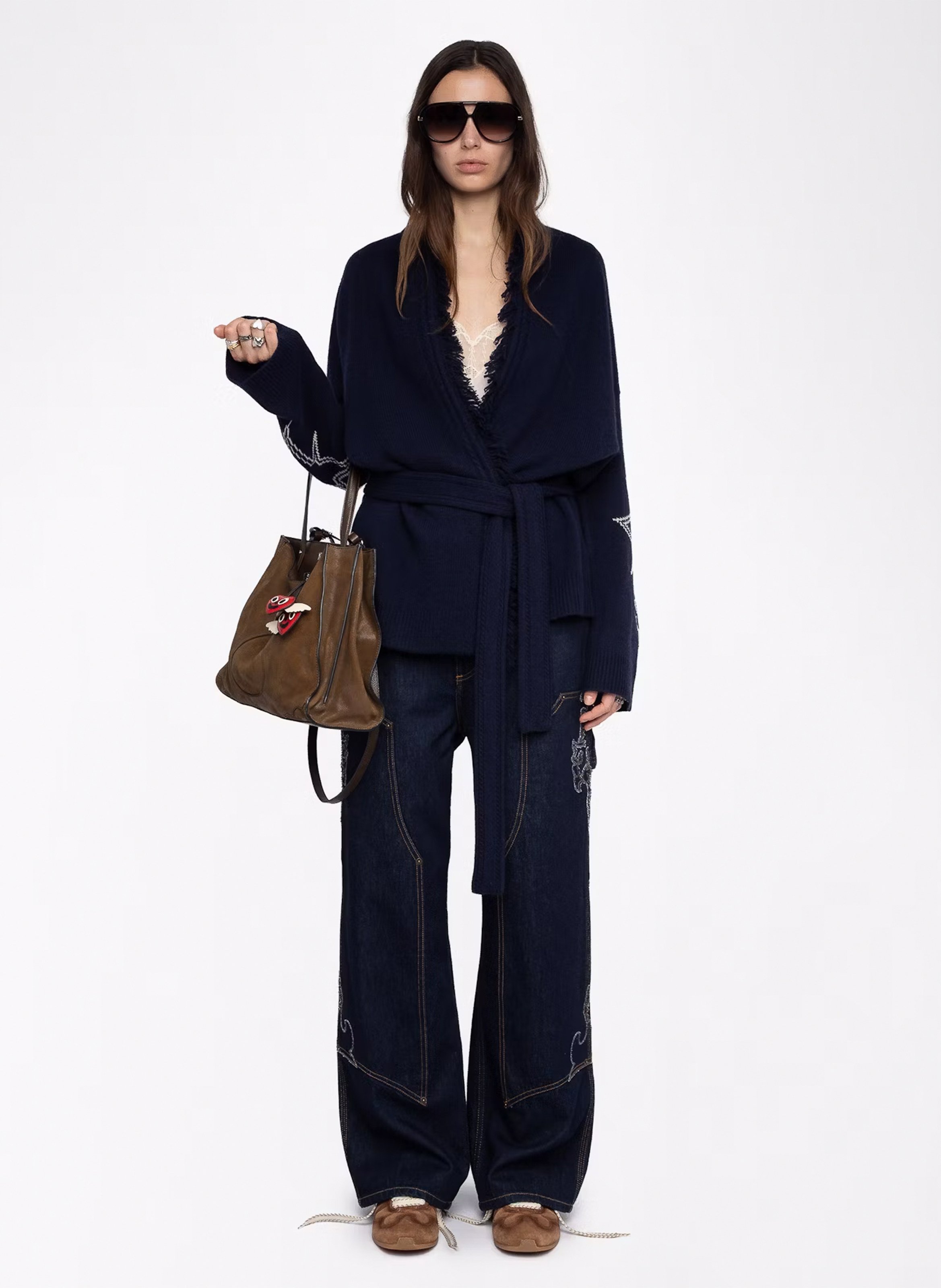 Jas met V-hals van wol en kasjmier ZADIG&VOLTAIRE Blauw