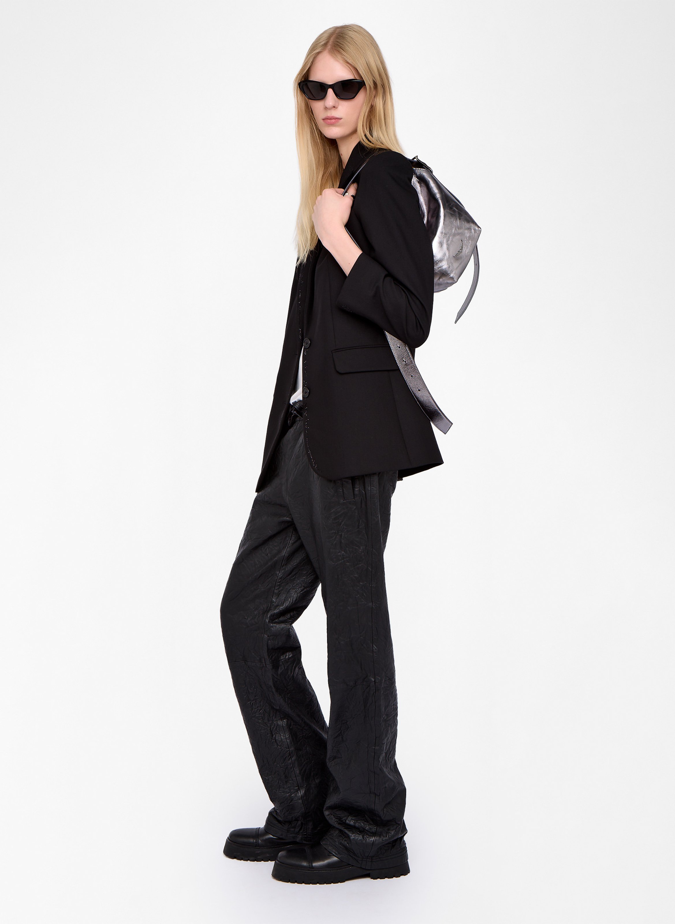 Metallic leather shoulder bag ZADIG&VOLTAIRE Grey