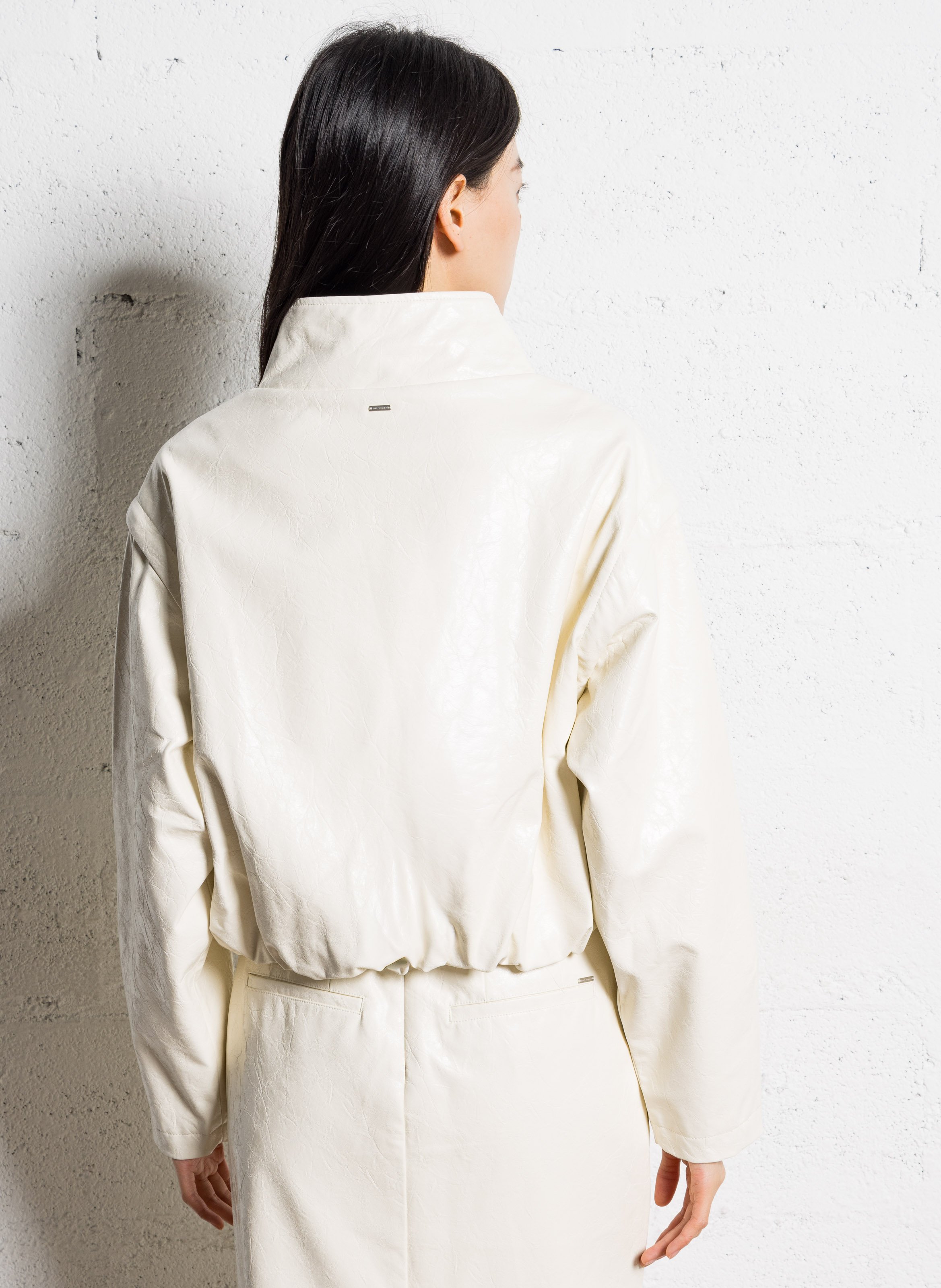 Oversize-Blouson mit Stehkragen Weiss