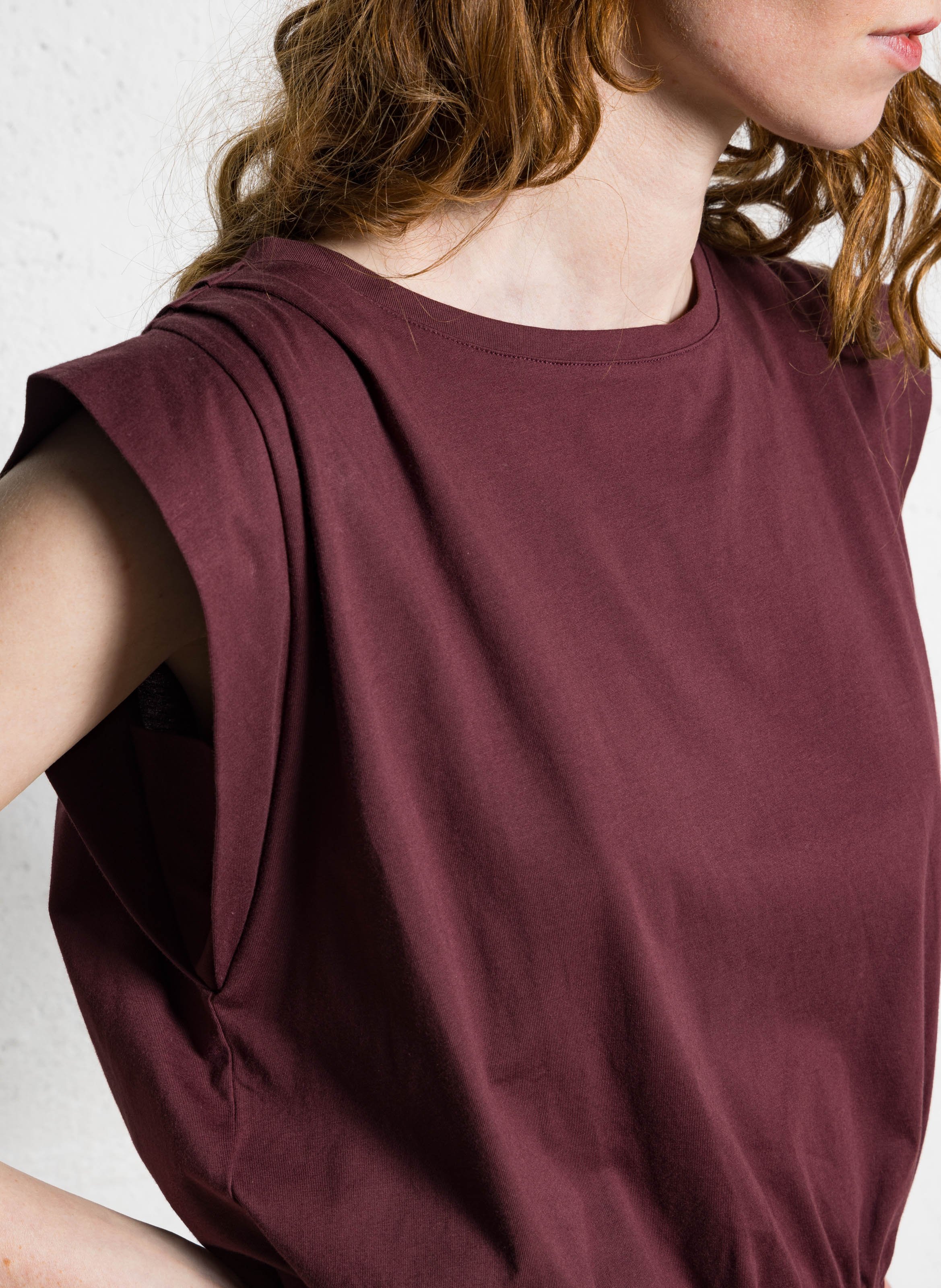 Top droit en coton bio SUNCOO Prune