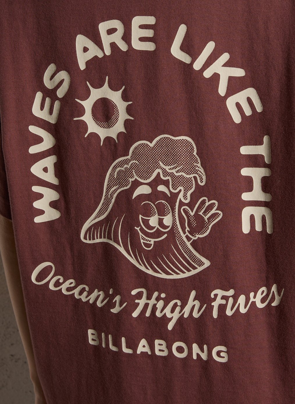 Tee-shirt droit col rond en coton BILLABONG Marron