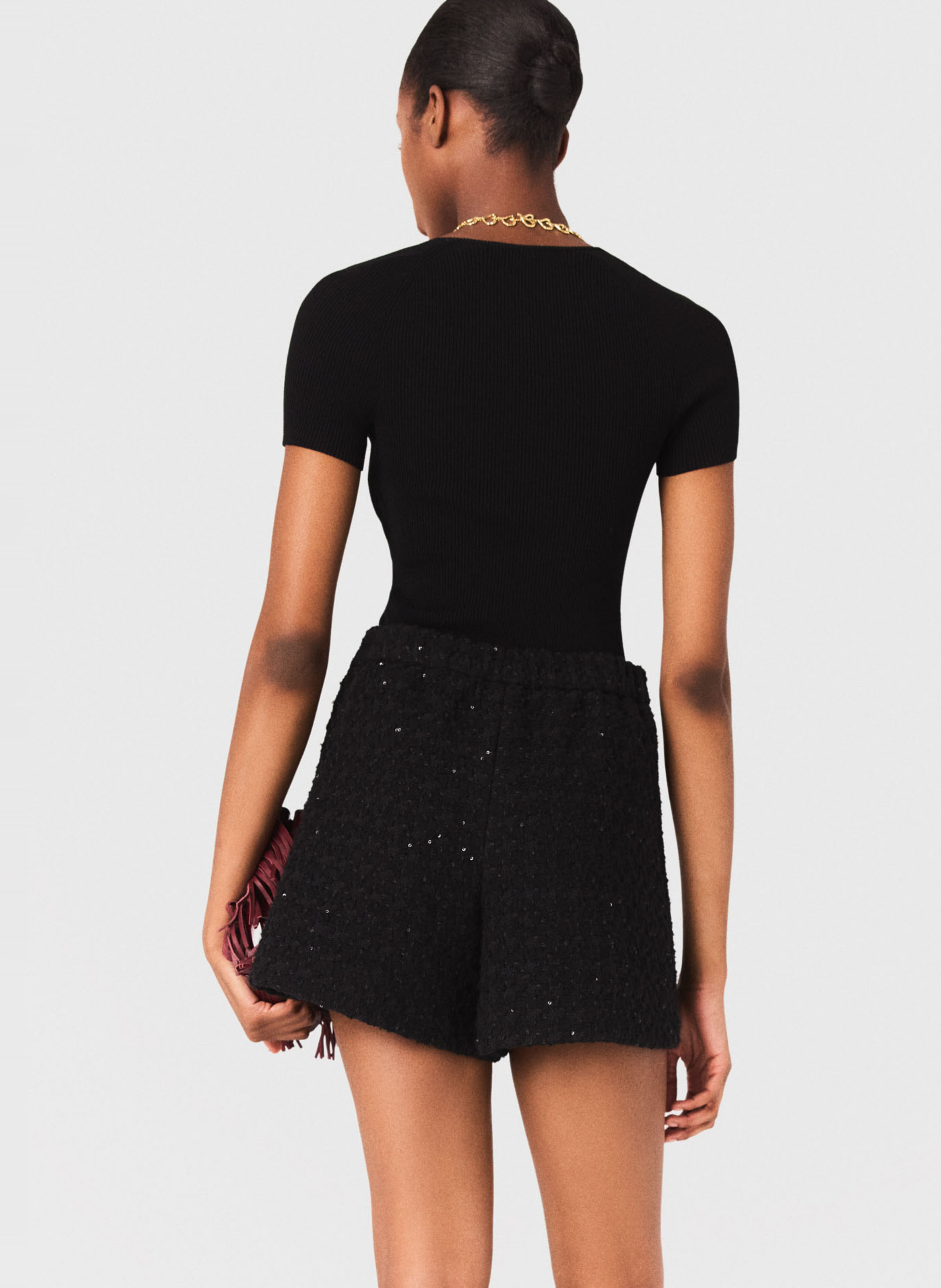 Top moulant en maille MAJE Noir