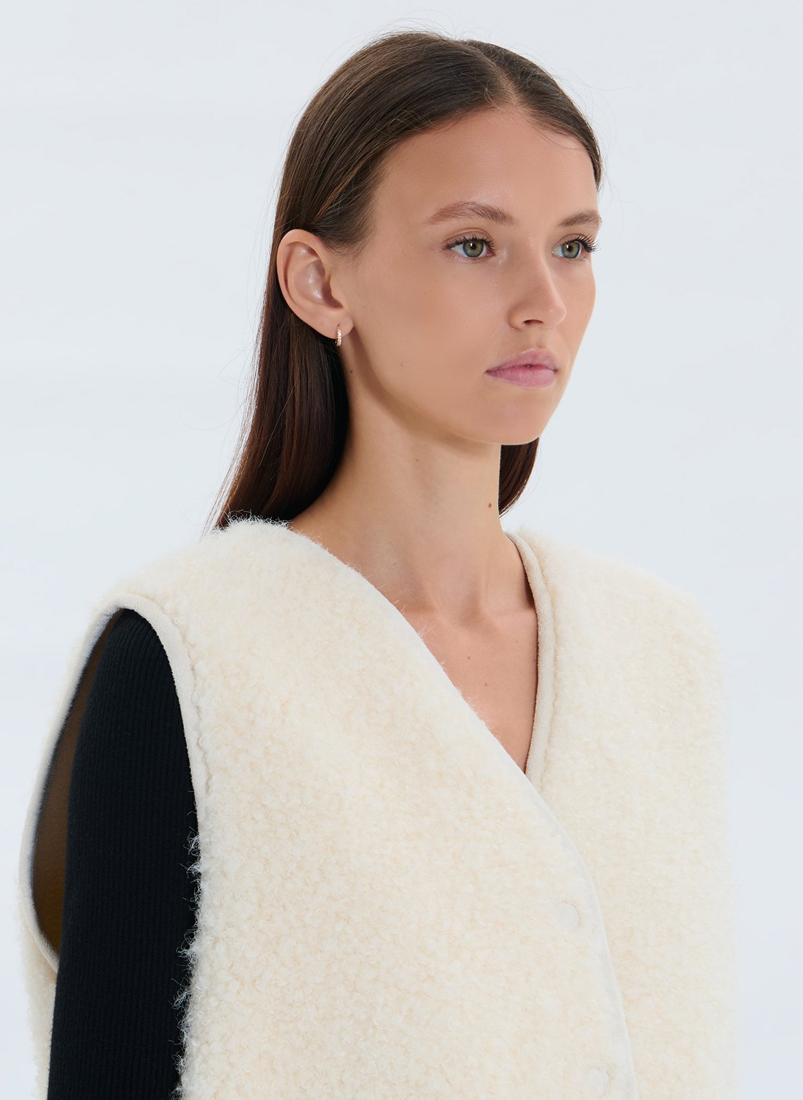 Gilet col V effet fourrure ZAPA Blanc