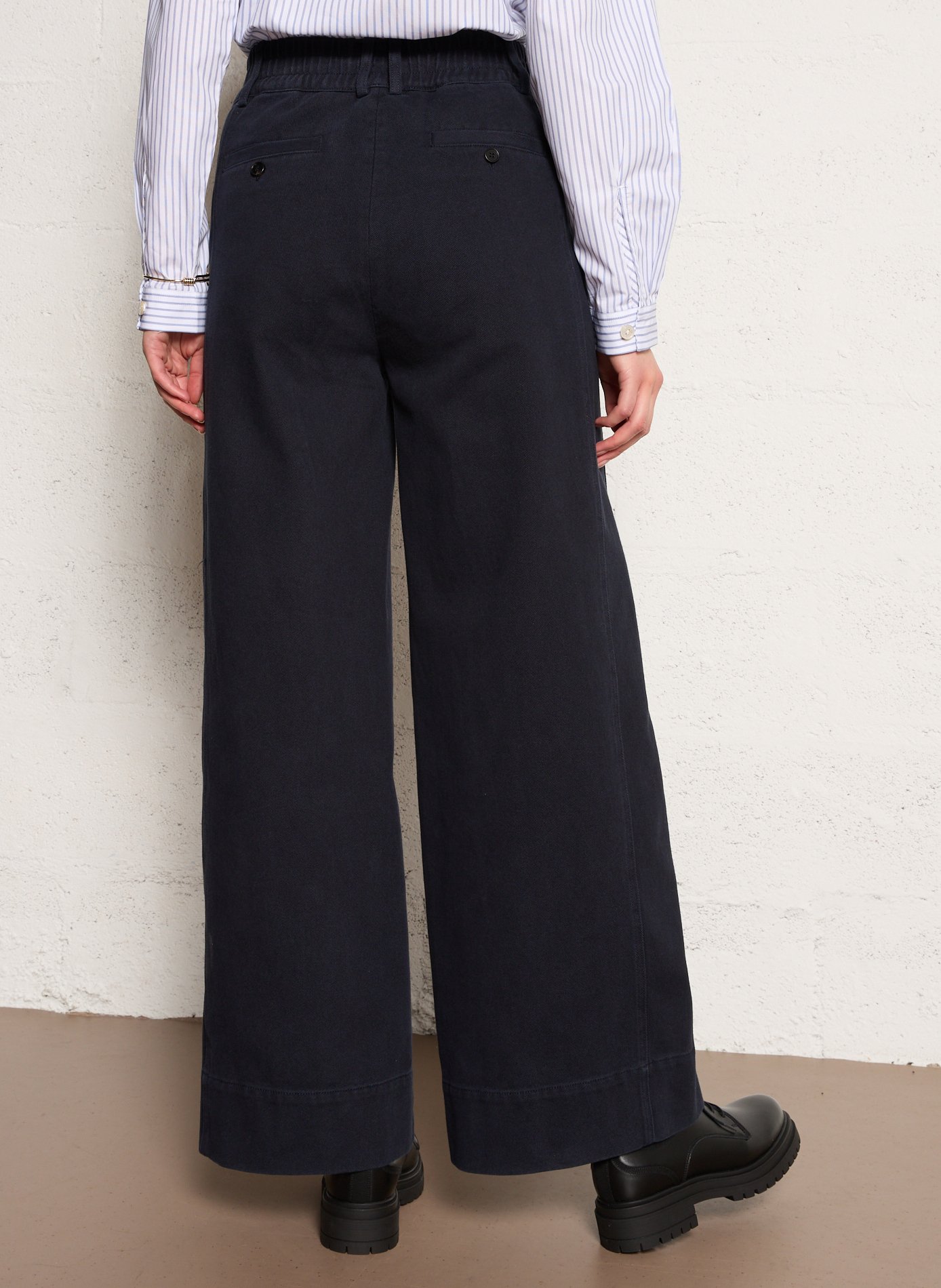 Pantalon large en coton bio RUE DE TOKYO Bleu