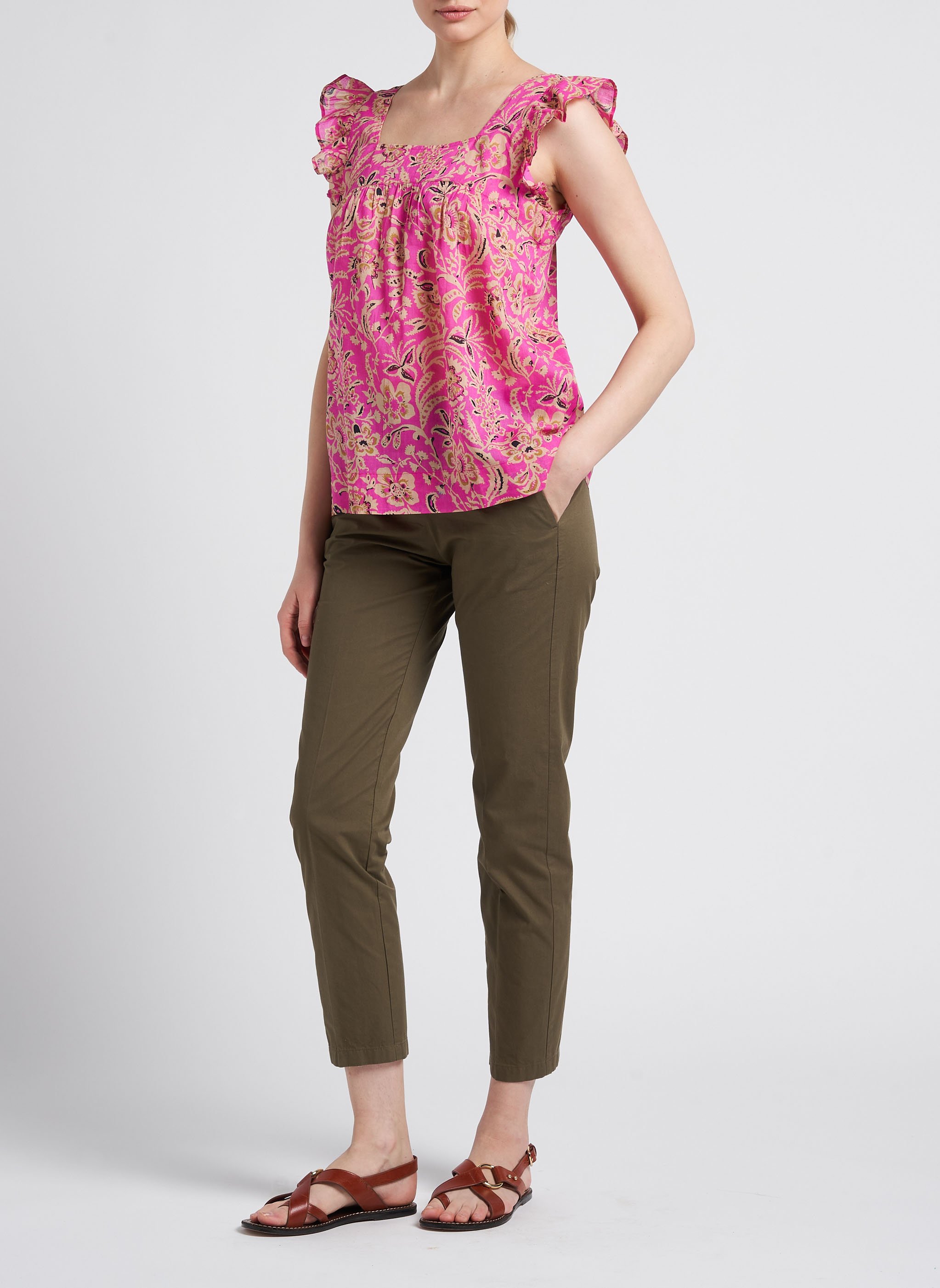 Geblümtes Top aus Baumwolle HARTFORD Rosa