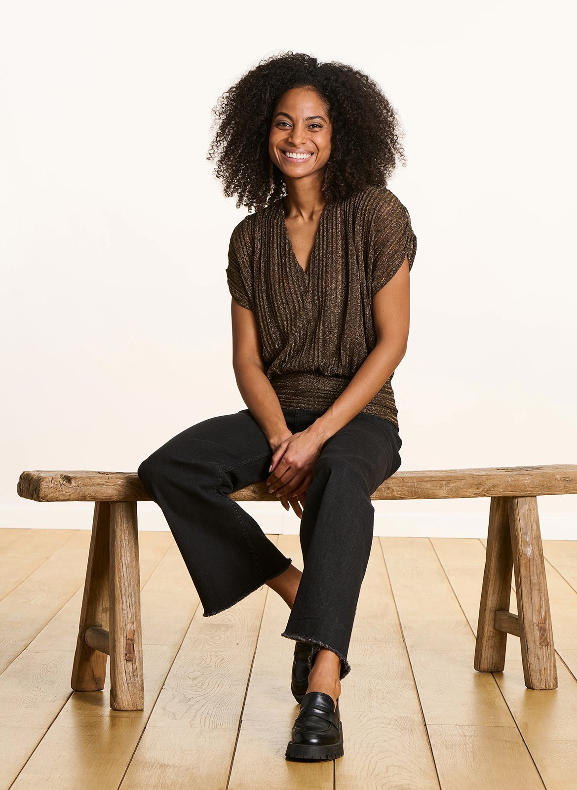 Top met V-hals LA FEE MARABOUTEE Zwart