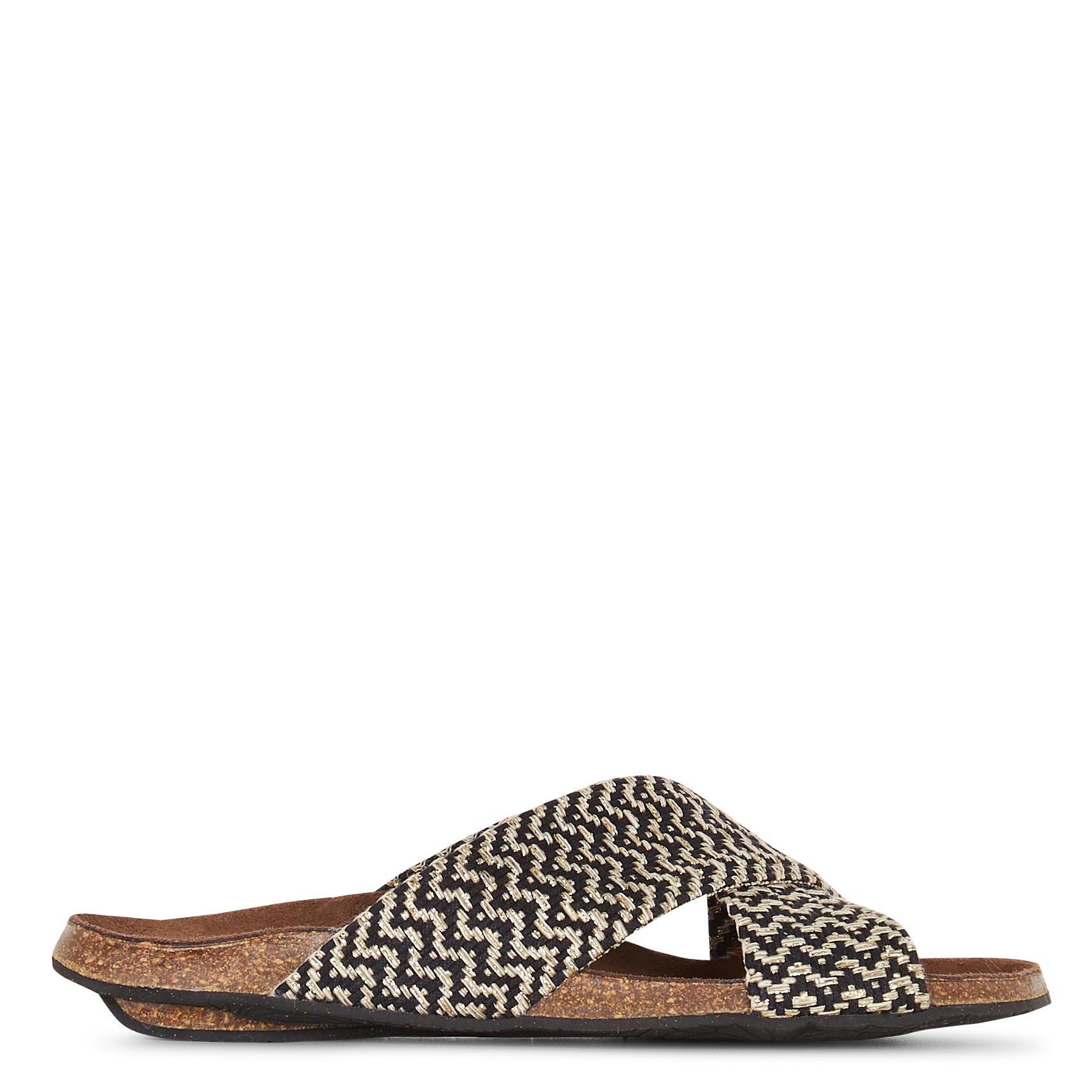 Pantoletten mit gekreuzten metallischen Riemen BOSABO Schwarz