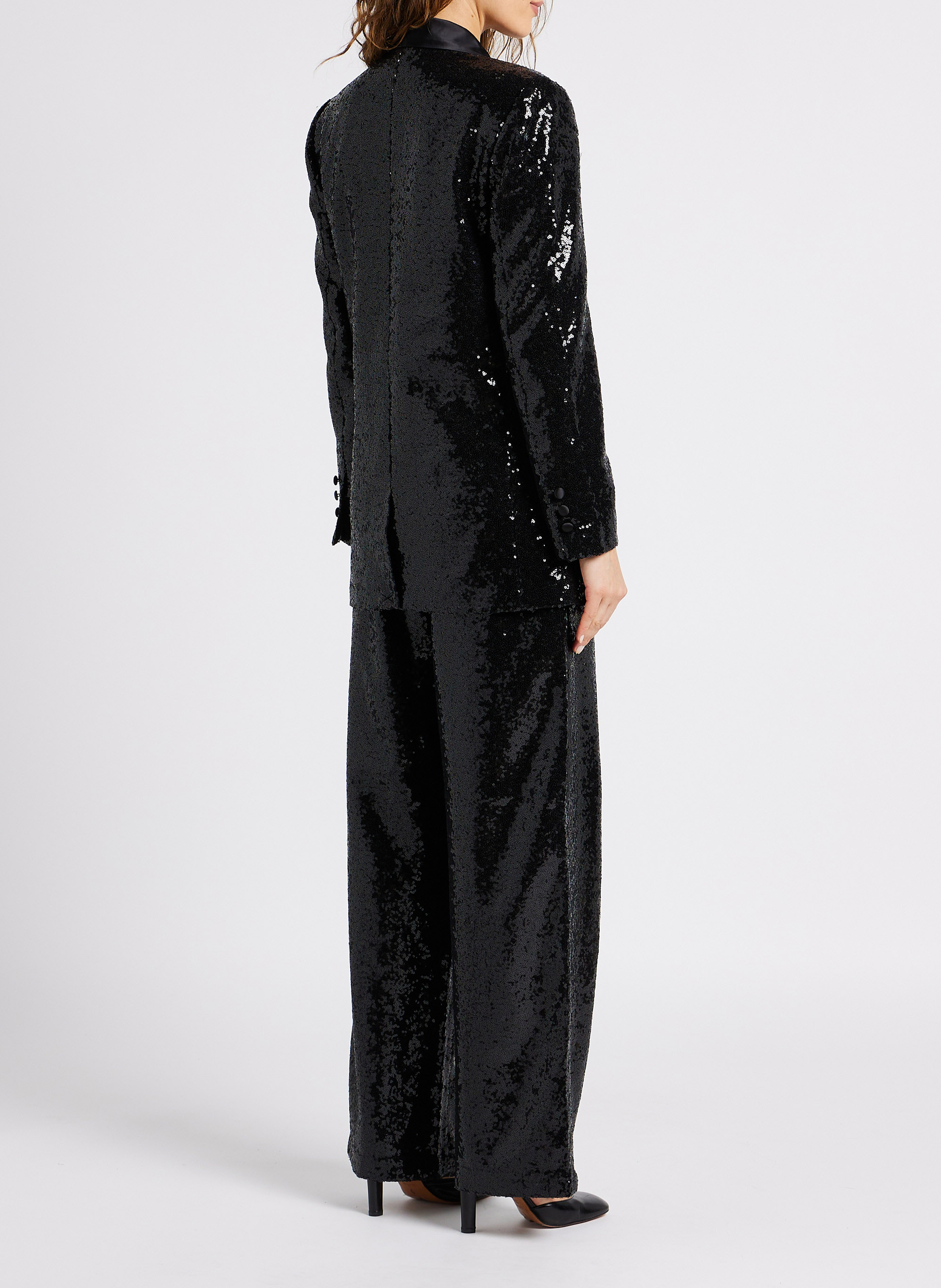 Wijde broek met lovertjes VILA Zwart