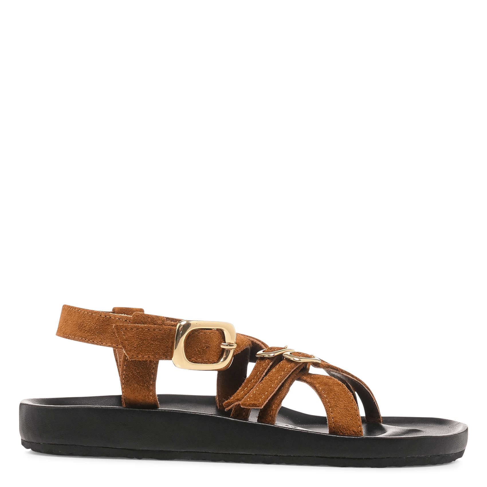 Sandales plates à boucles en cuir CLARIS VIROT Marron