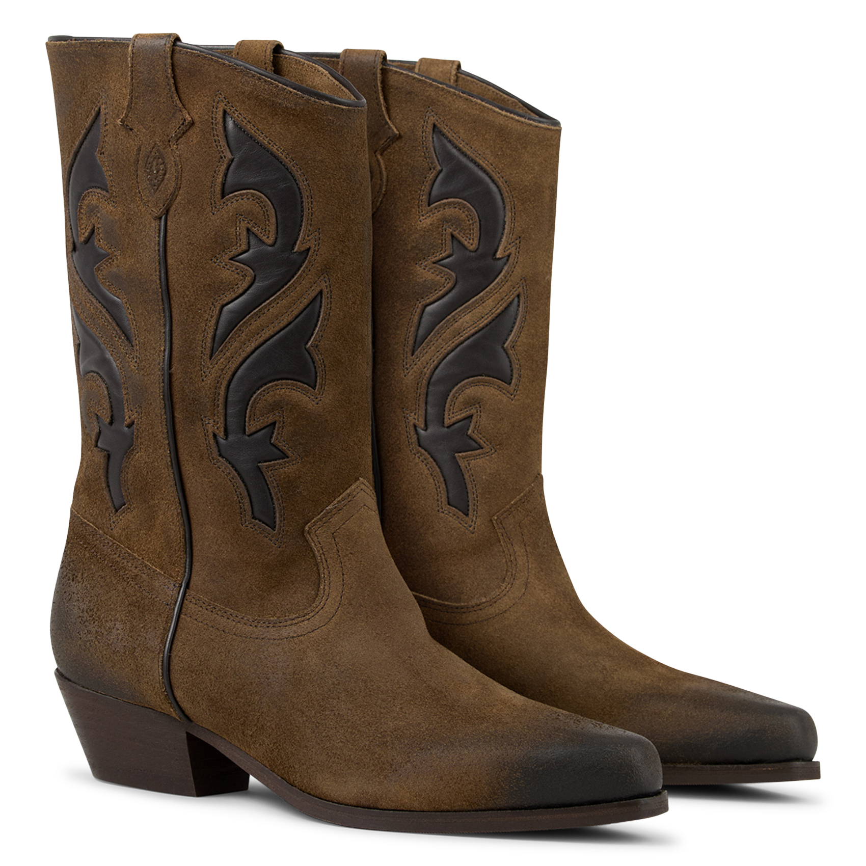 Bottes en cuir velours BA&SH Marron