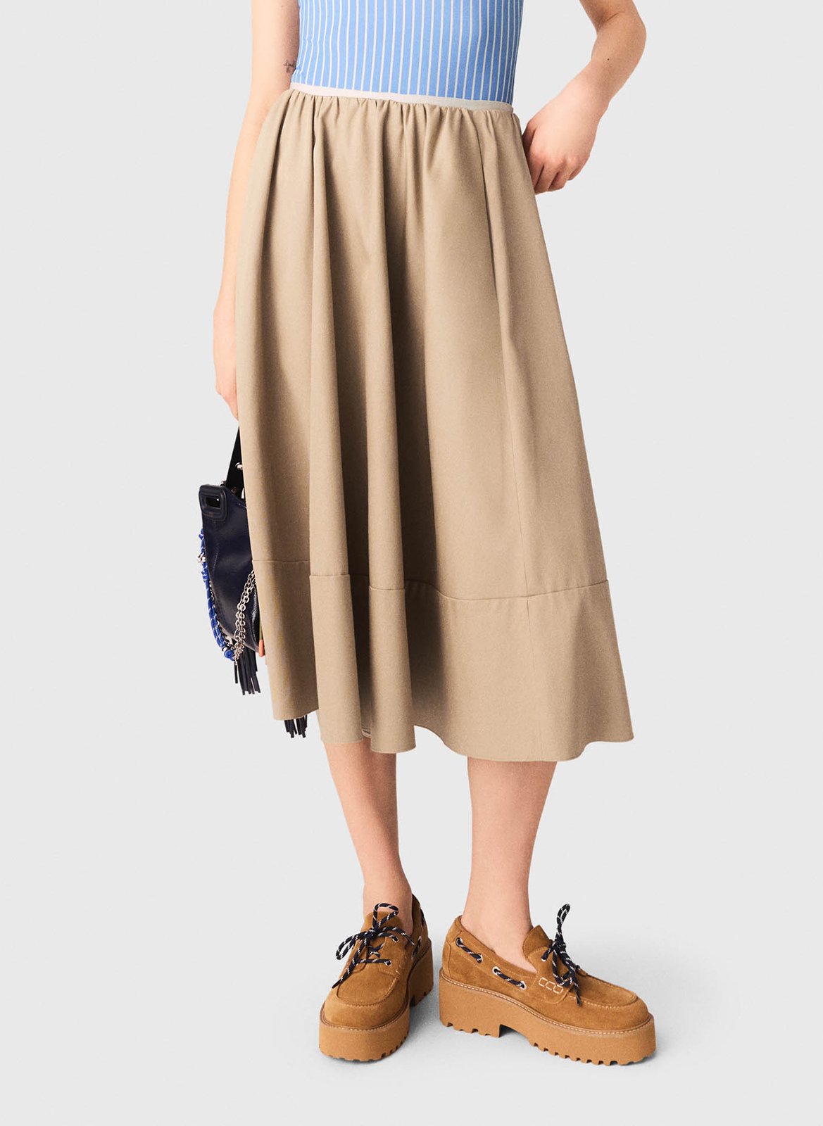 Halflange gerende jurk van katoen MAJE Beige