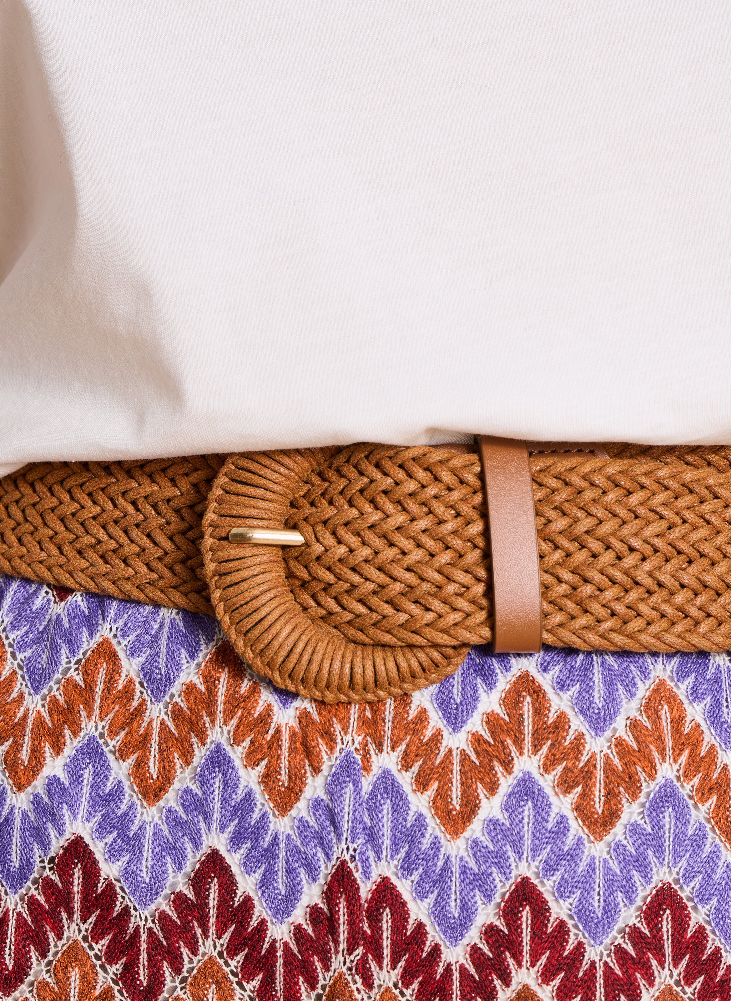 Elasticated belt with raffia effect buckle LA FEE MARABOUTEE Brown