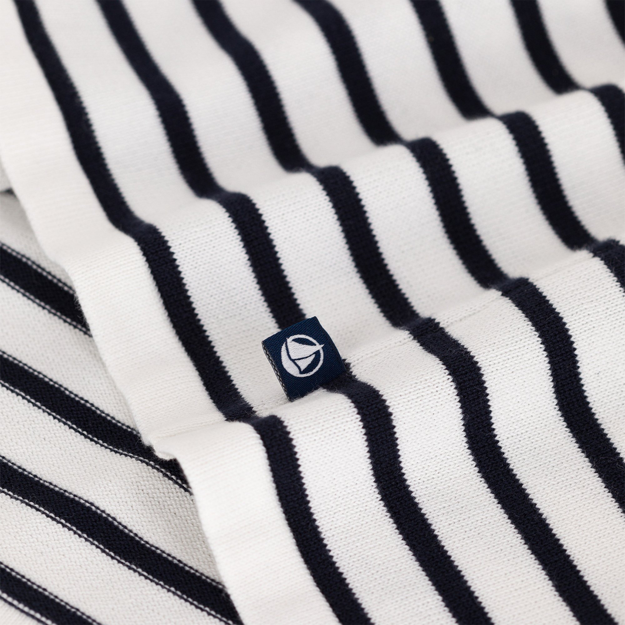 Round-neck cotton sweater with wide stripes PETIT BATEAU Multicolored