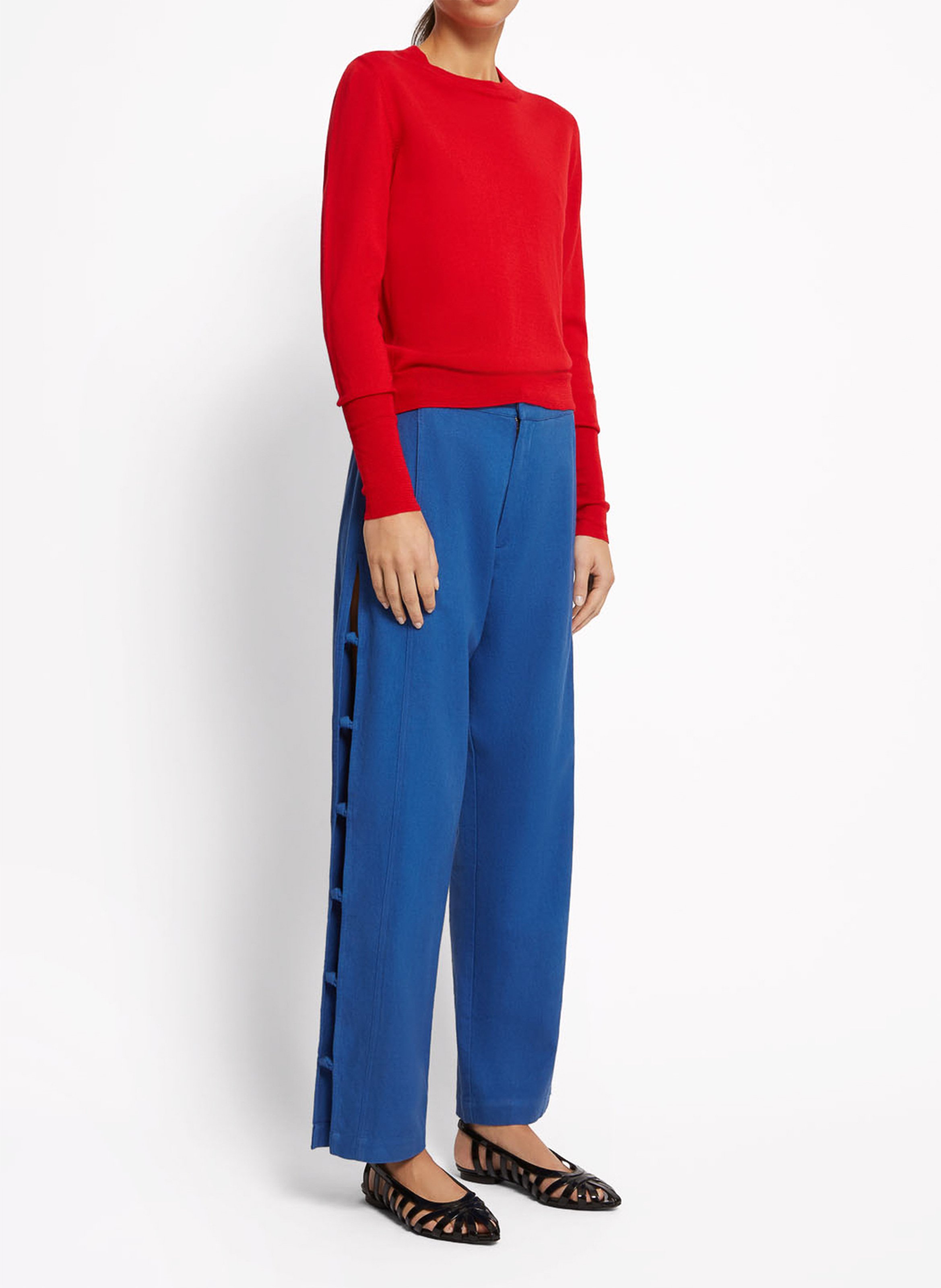 Hose aus Baumwolle und Leinen im weiten Schnitt ROSEANNA Blau