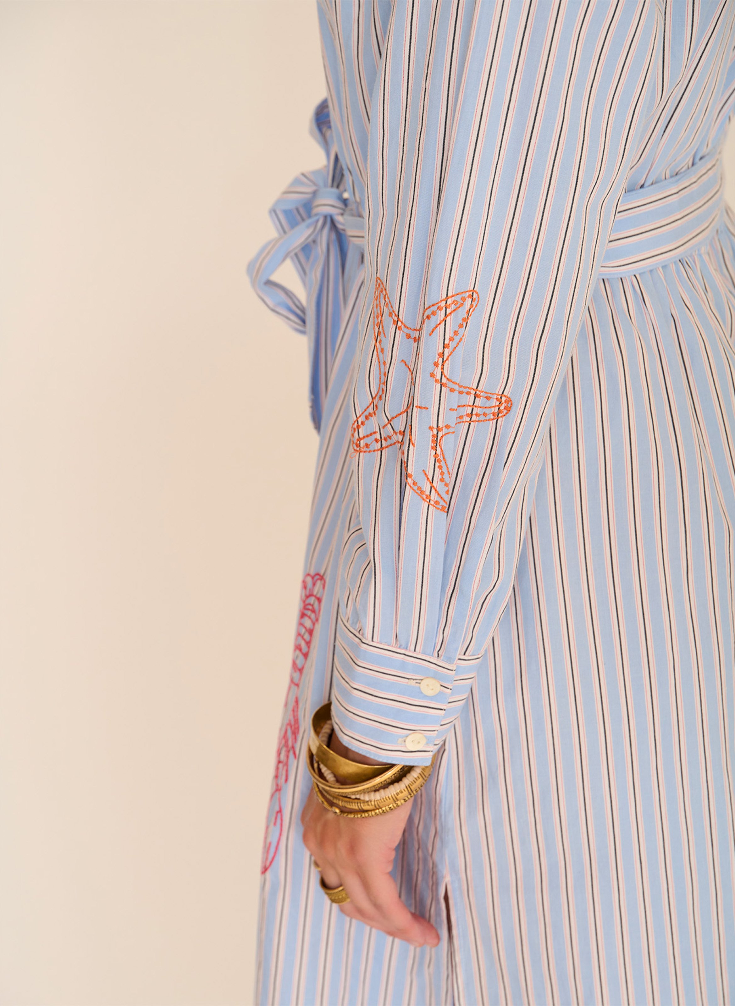 Midikleid aus Baumwolle mit klassischem Kragen MKT Blau