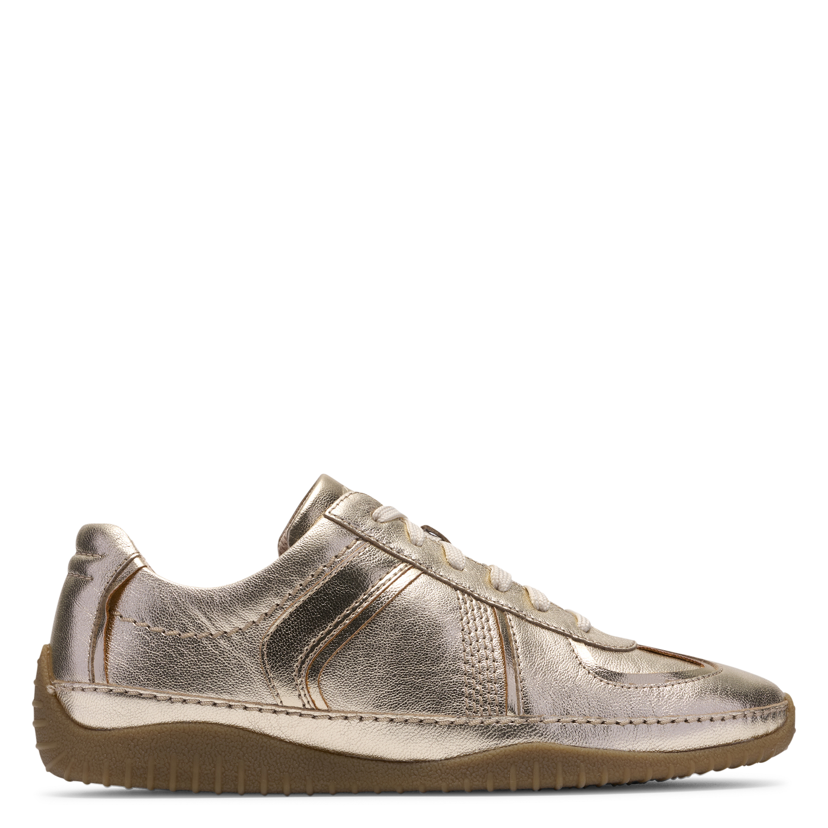 Low metallic leather trainers CLARKS Golden