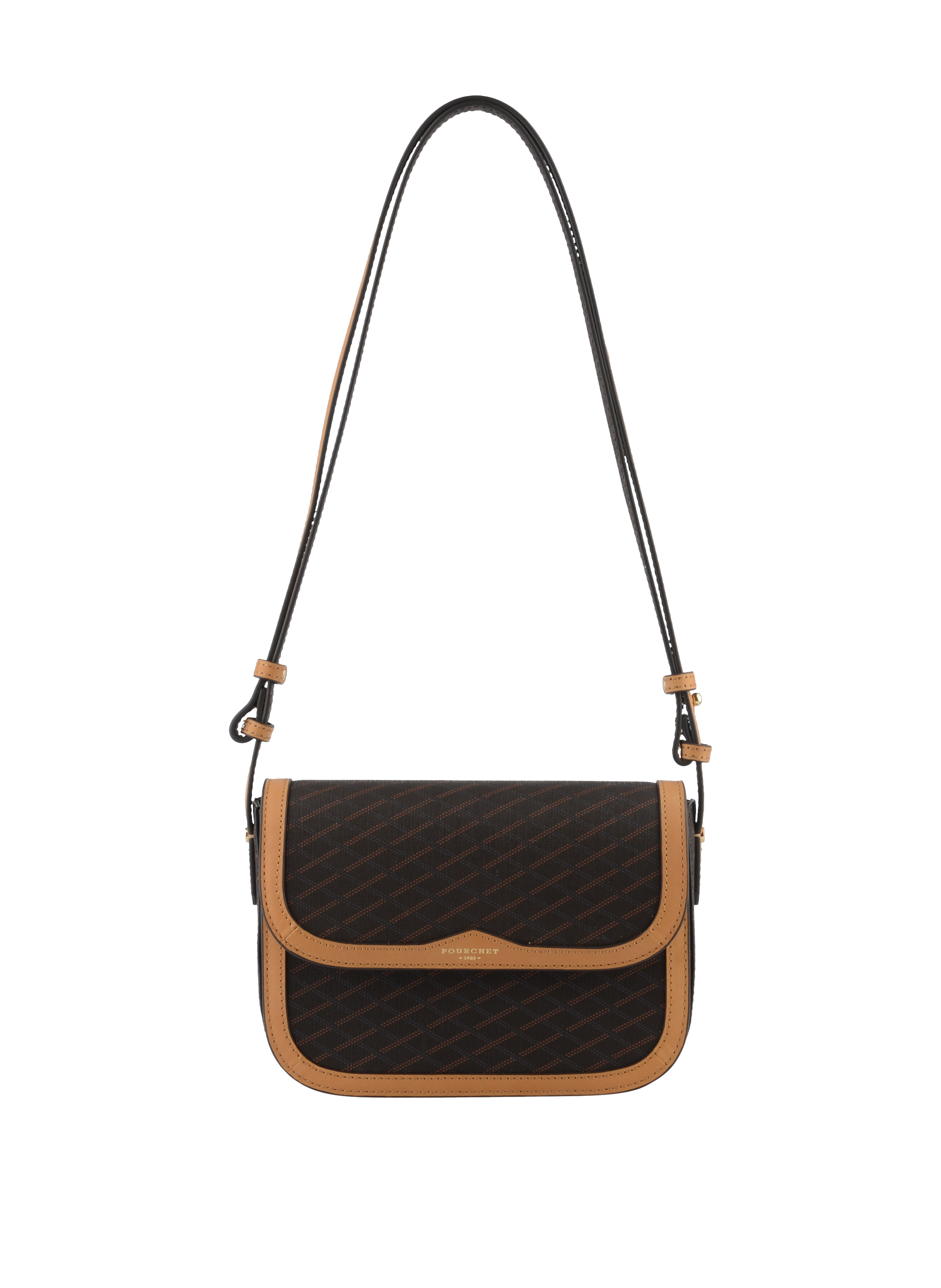 Coated canvas shoulder bag POURCHET